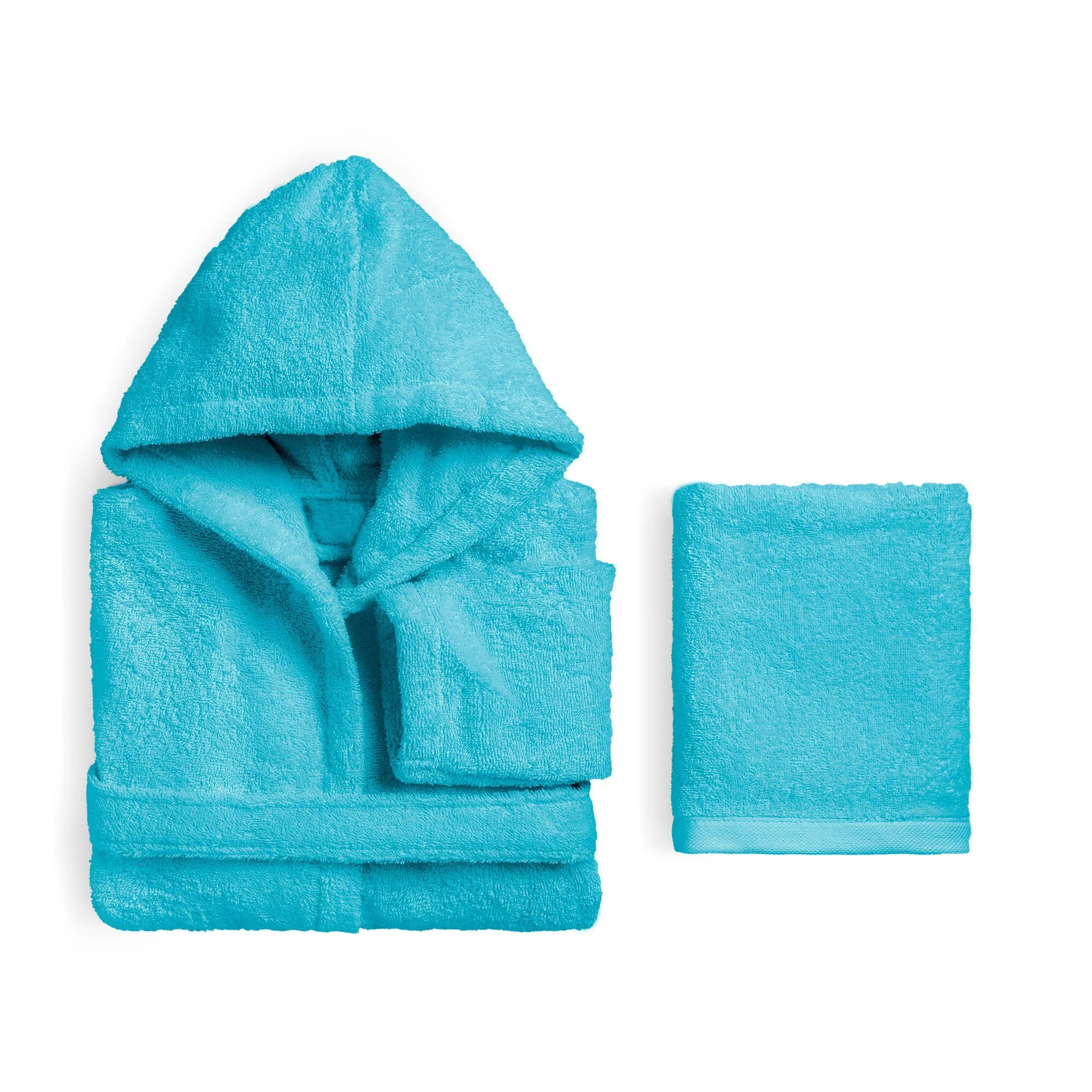 Set Accappatoio per Bambino e Asciugamano in Spugna di Cotone - Perla - Image 4