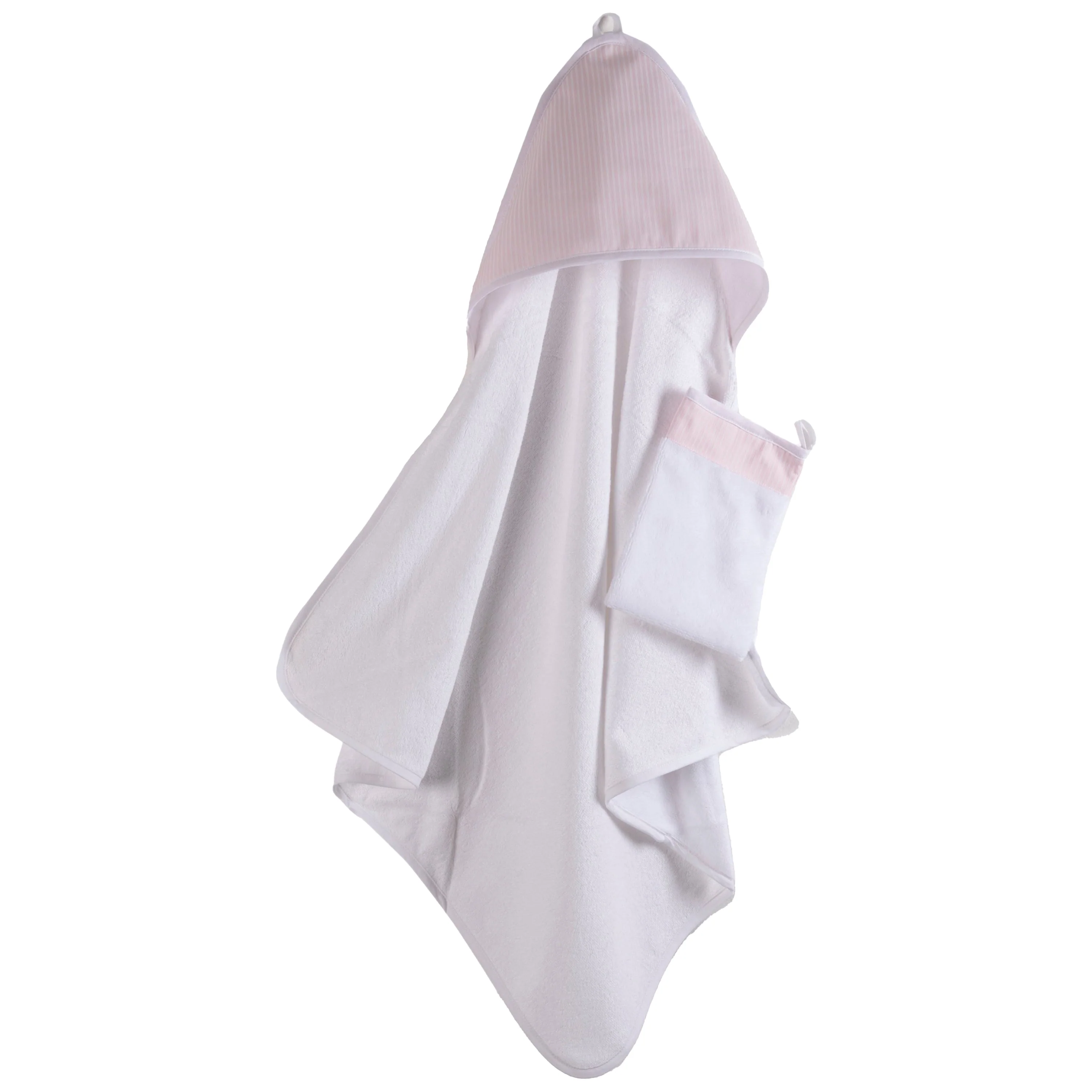 Accappatoio da Neonato in Spugna di Bambù con Inserto in Piquet Rigato - Sona - Image 5