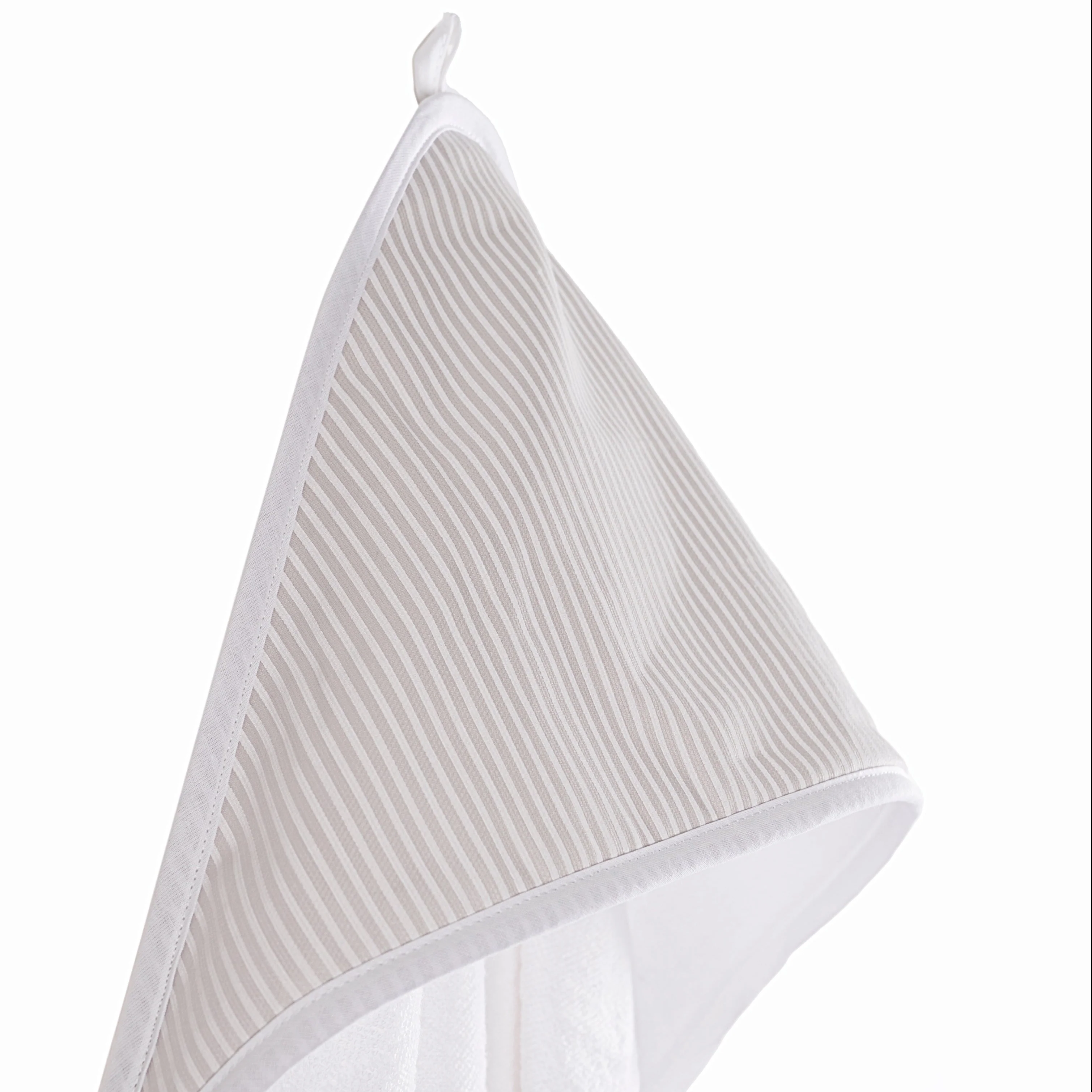 Accappatoio da Neonato in Spugna di Bambù con Inserto in Piquet Rigato - Sona - Image 8