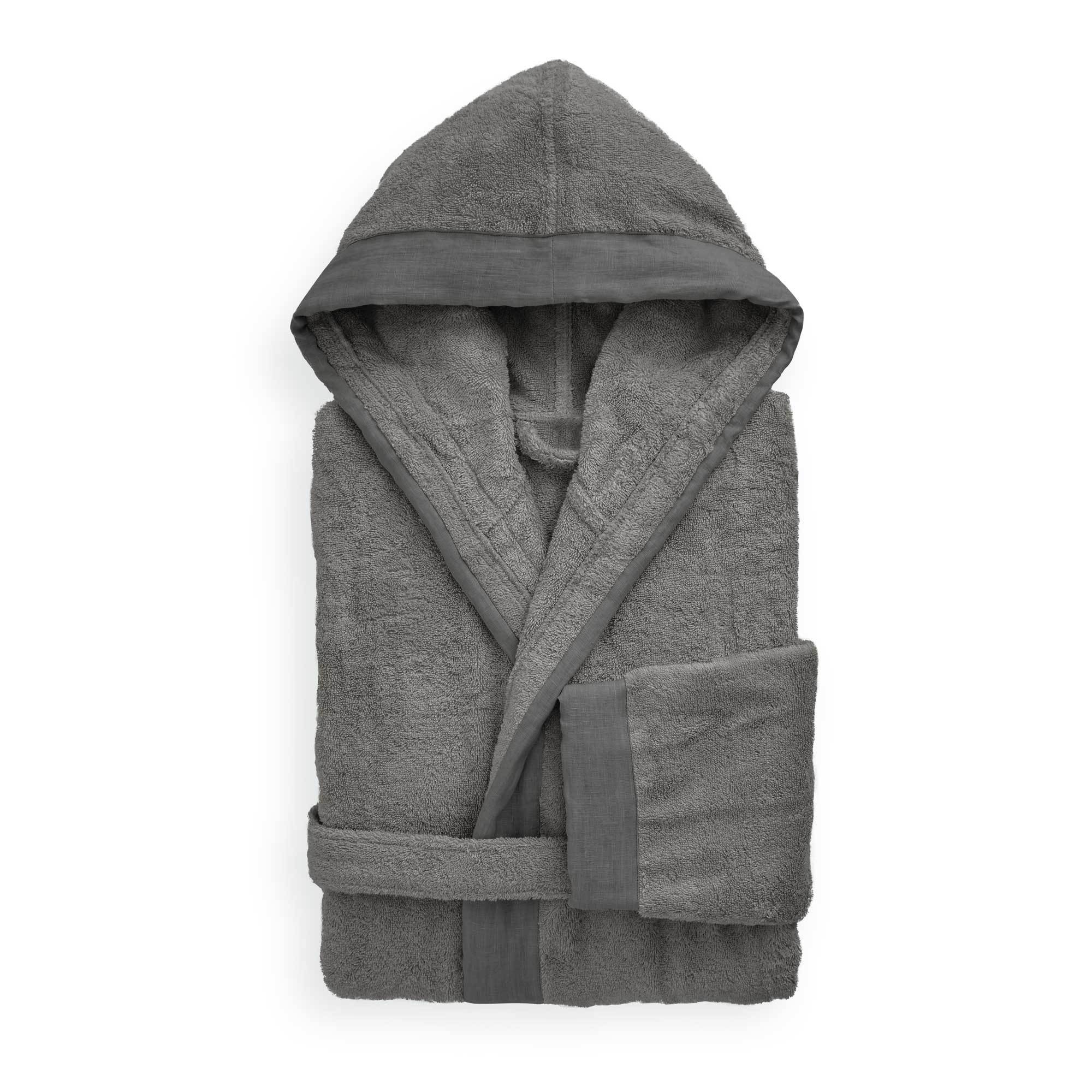 Accappatoio in Spugna con Balza in Lino StoneWashed - Loira - Image 12