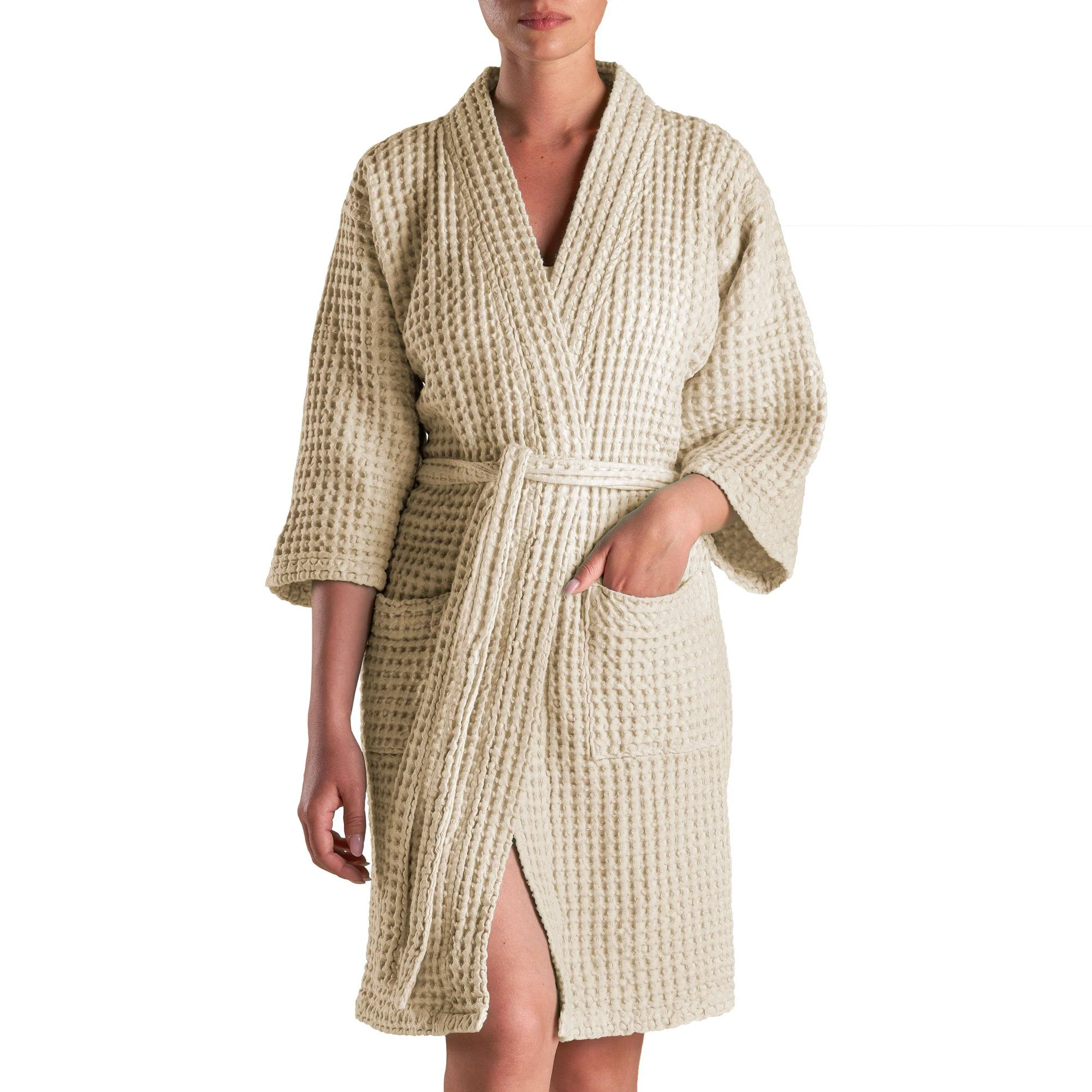 Accappatoio Kimono Nido d'Ape in puro Cotone - Jaspy Sole - Image 3