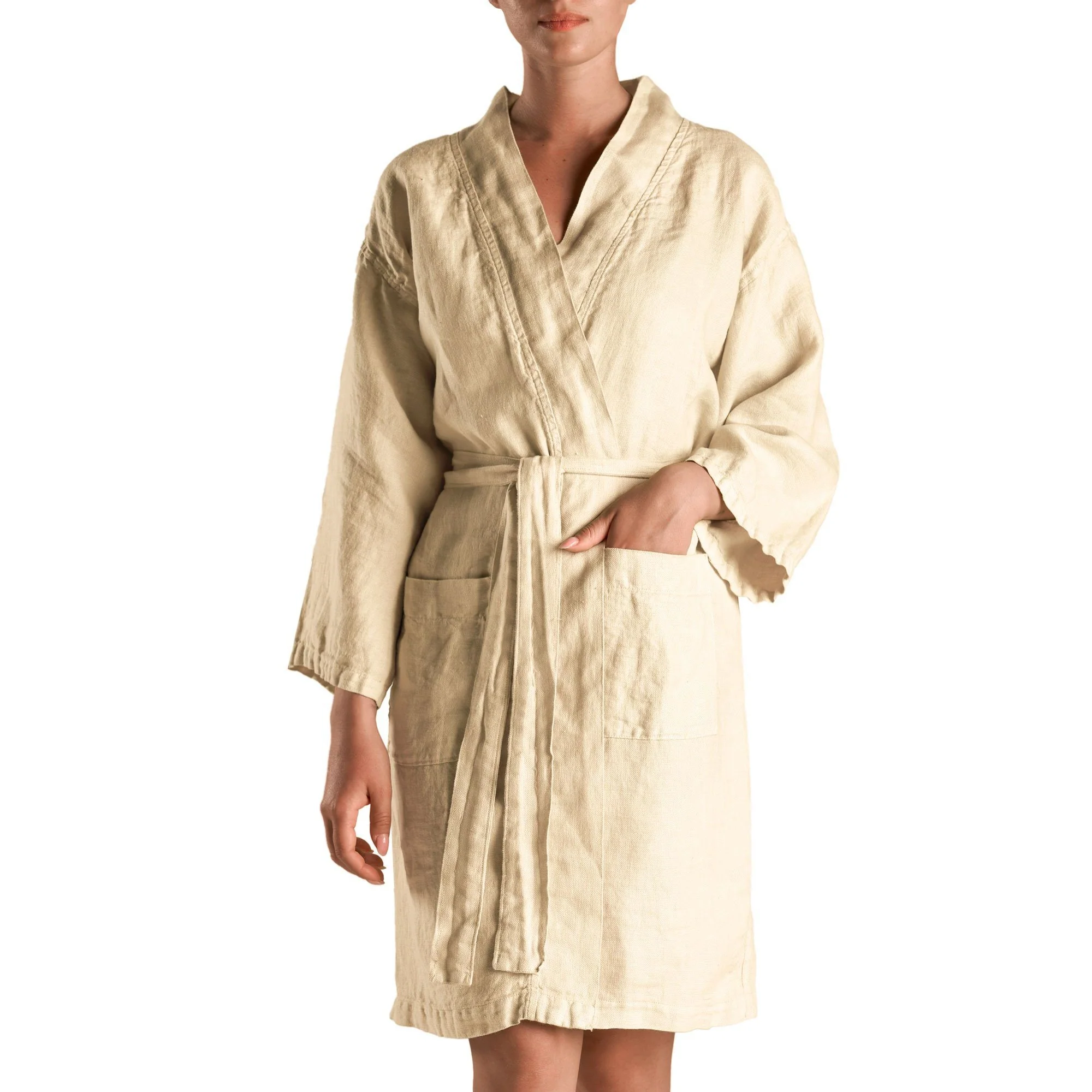 Accappatoio Kimono in puro Lino - Panamà Sole - Image 3