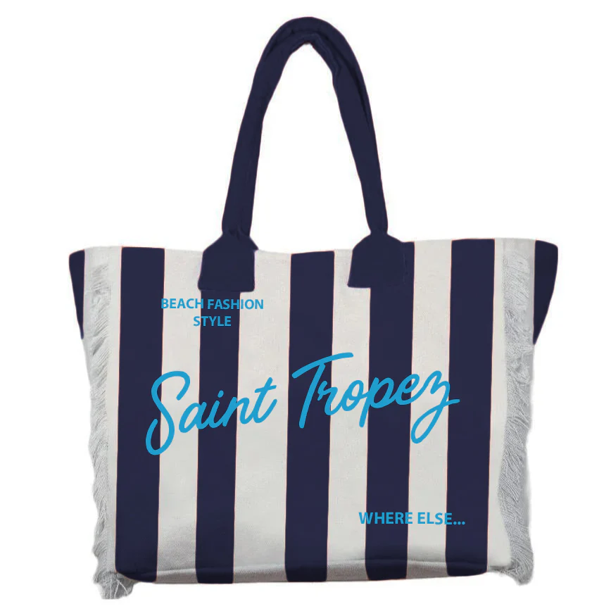 Borsa Mare o Trousse in Puro Cotone Rigata - Rayure - Image 2