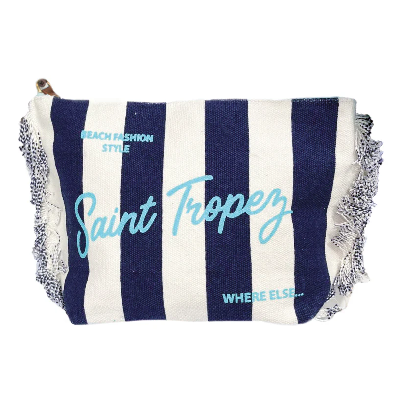 Borsa Mare o Trousse in Puro Cotone Rigata - Rayure - Image 3