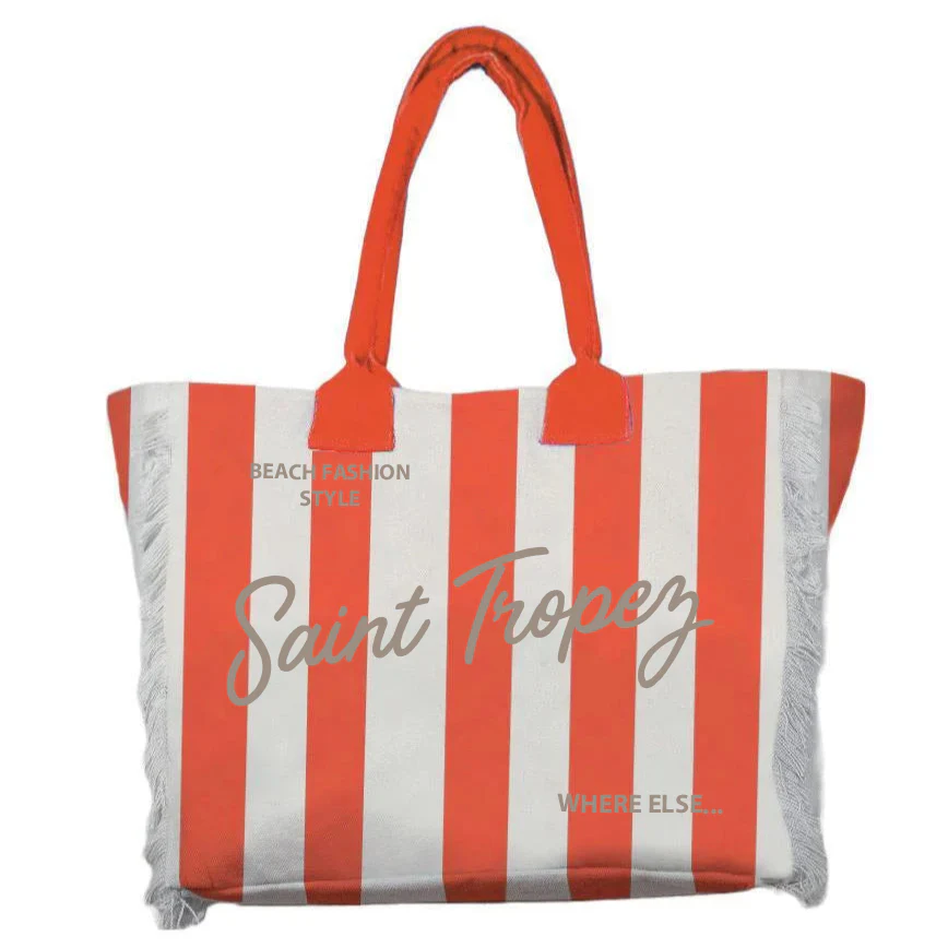 Borsa Mare o Trousse in Puro Cotone Rigata - Rayure - Image 4