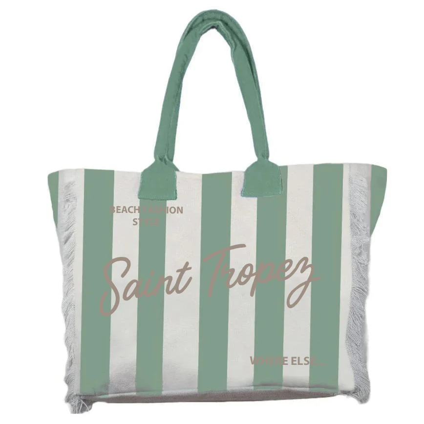 Borsa Mare o Trousse in Puro Cotone Rigata - Rayure - Image 6