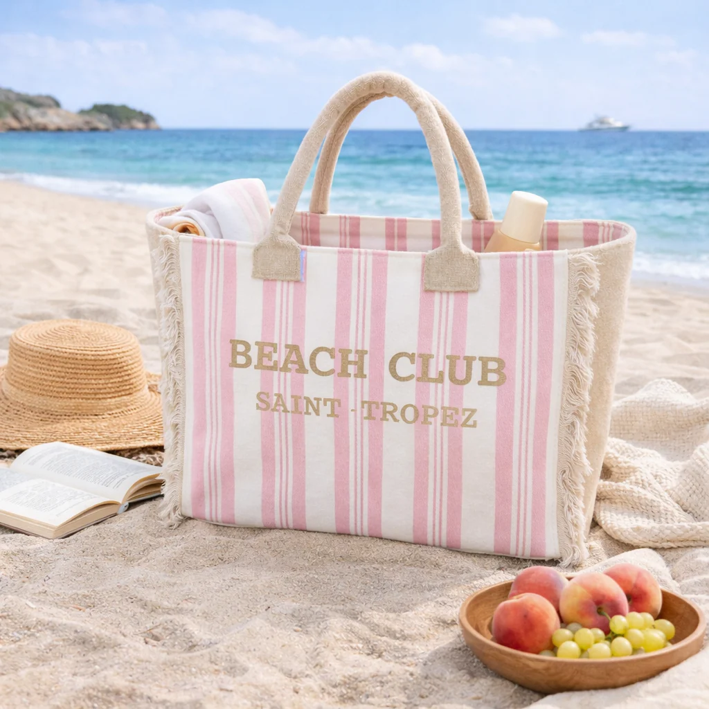 Borsa Mare o Trousse in Spugna di Cotone Rigato - Beach Club