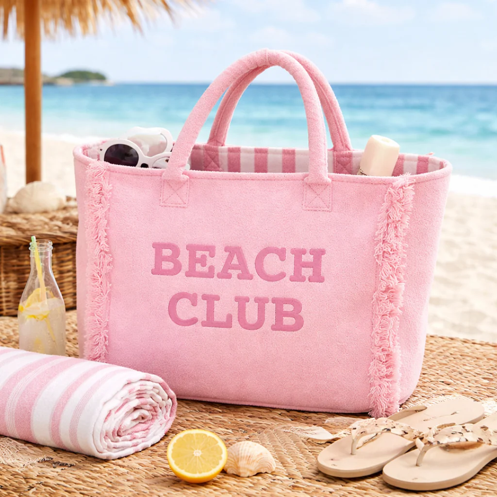 Borsa Mare o Trousse in Spugna di Cotone Tinta Unita - Beach Club