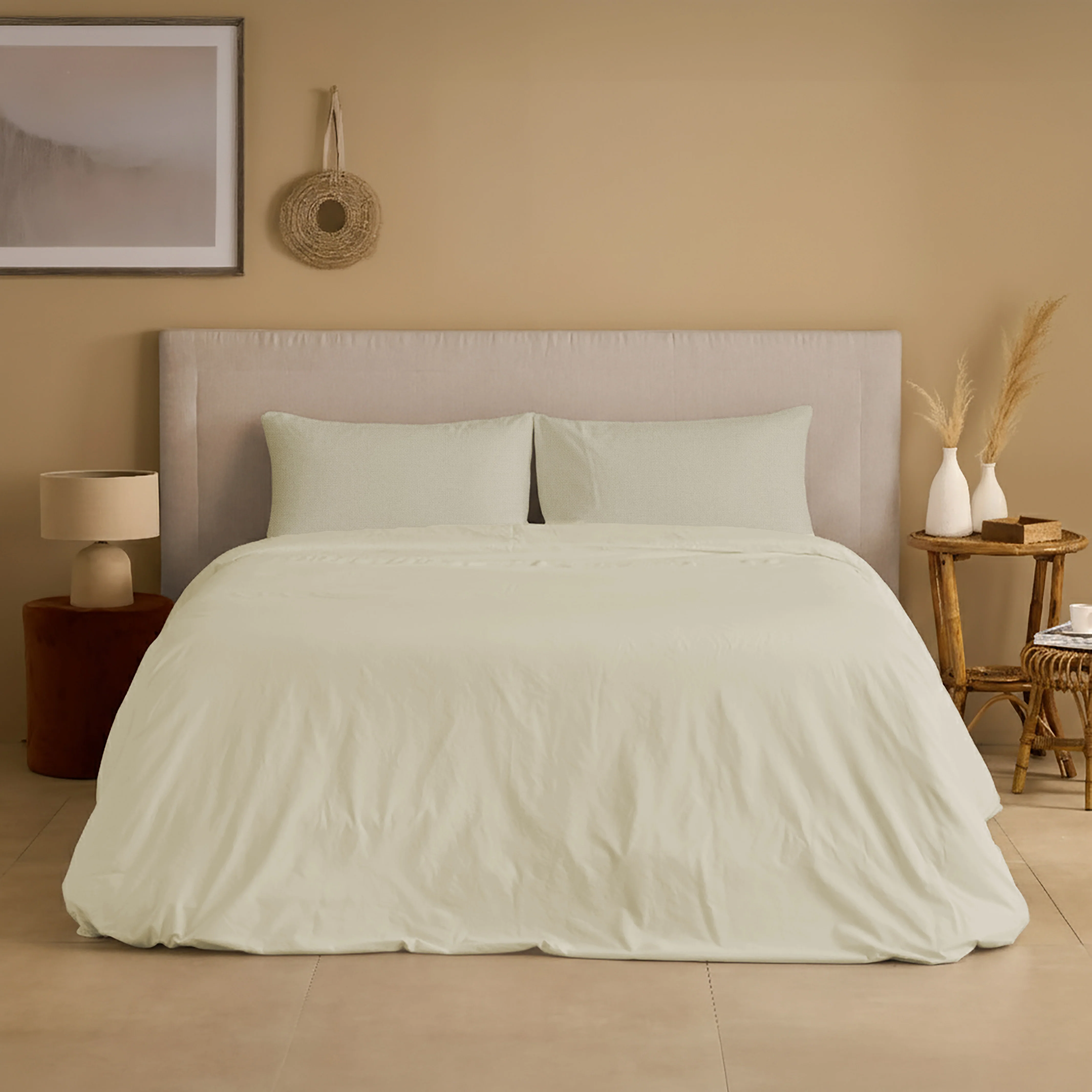 Completo Copripiumino Cotone e Lino StoneWashed No Stiro - Loira - Image 13
