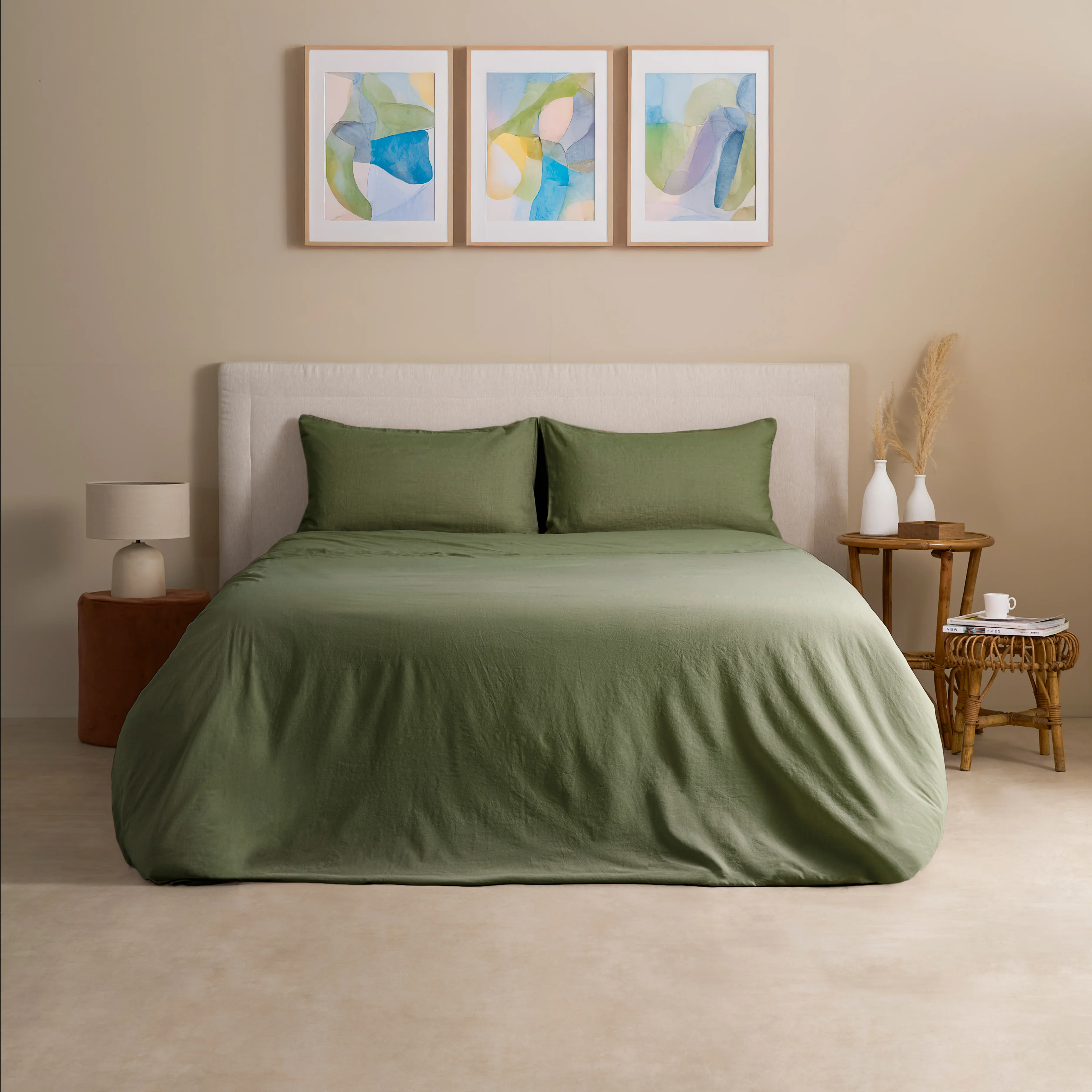 Completo Copripiumino Cotone e Lino StoneWashed No Stiro - Loira - Image 17