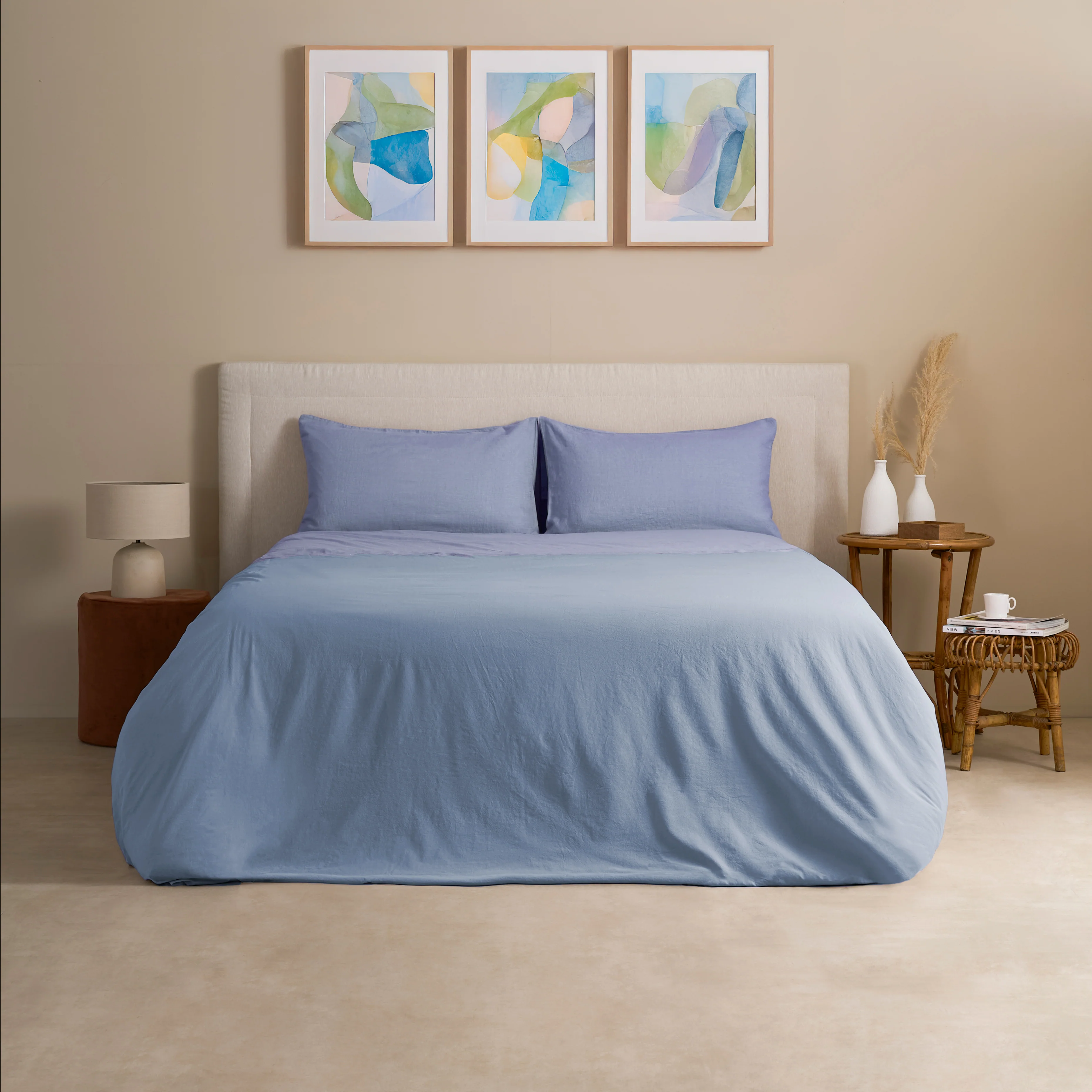 Completo Copripiumino Cotone e Lino StoneWashed No Stiro - Loira - Image 21