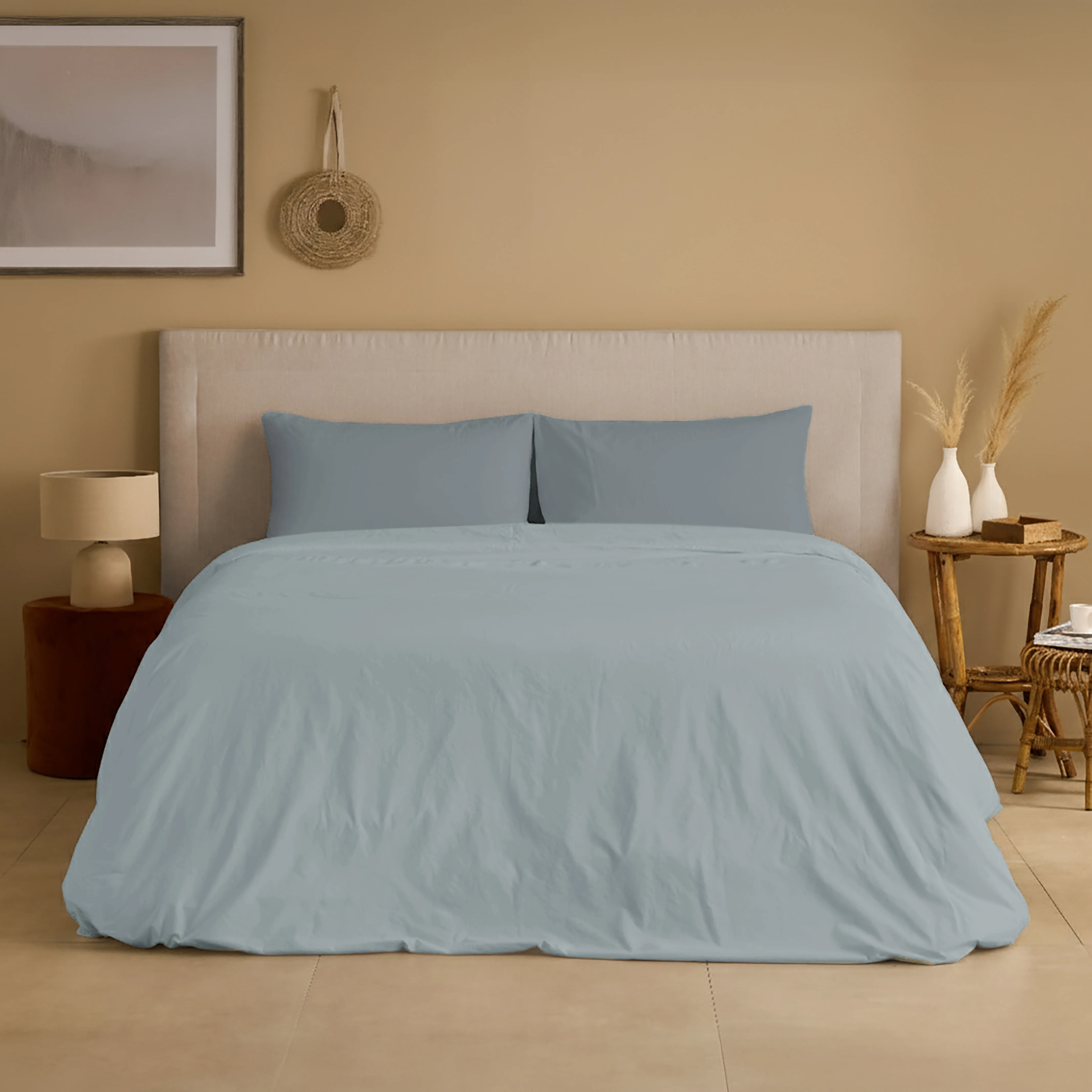 Completo Copripiumino Cotone e Lino StoneWashed No Stiro - Loira - Image 35