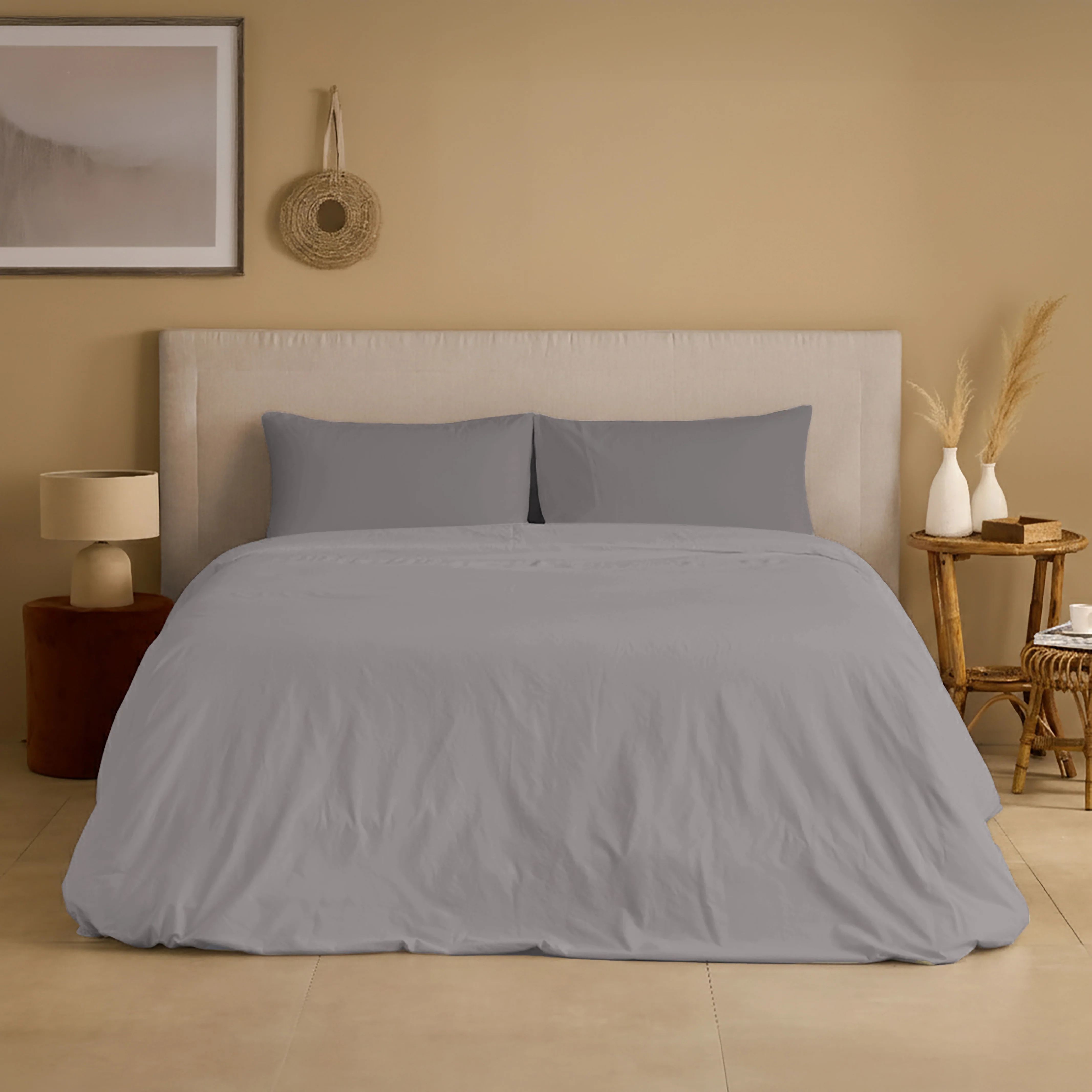 Completo Copripiumino Cotone e Lino StoneWashed No Stiro - Loira - Image 39
