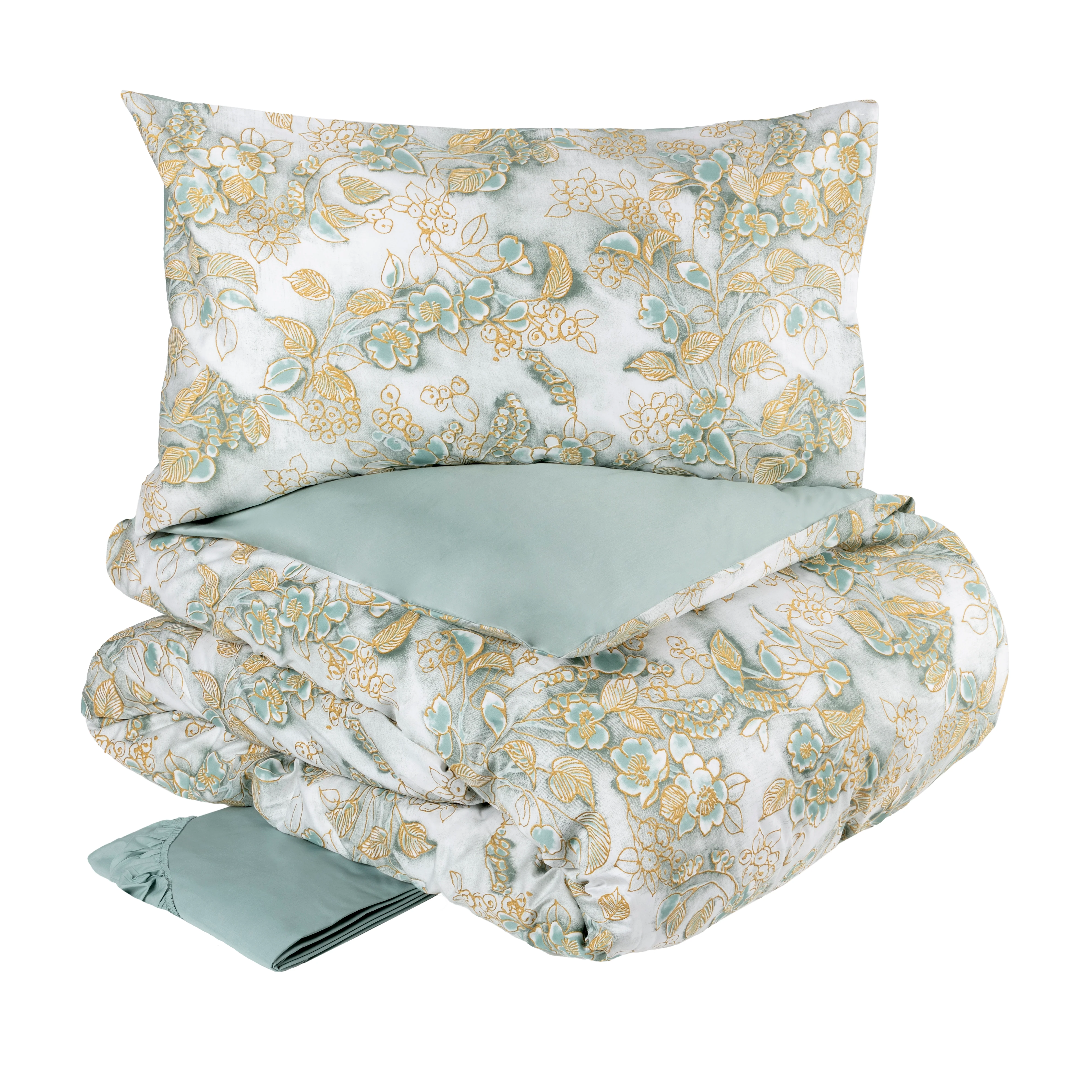 Completo Copripiumino in Raso Di Cotone Fantasia Floreale - Chinoiserie - Image 3