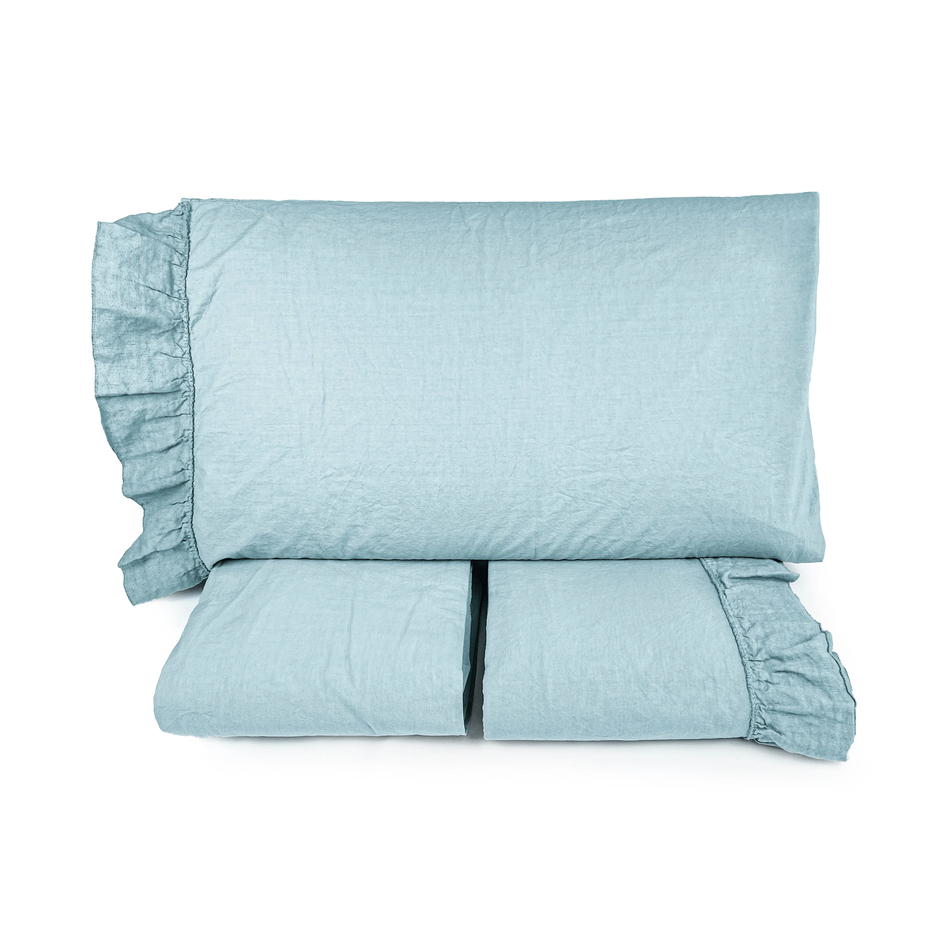 Completo Lenzuola in Cotone StoneWashed con Balza in Lino - Florida - Image 10