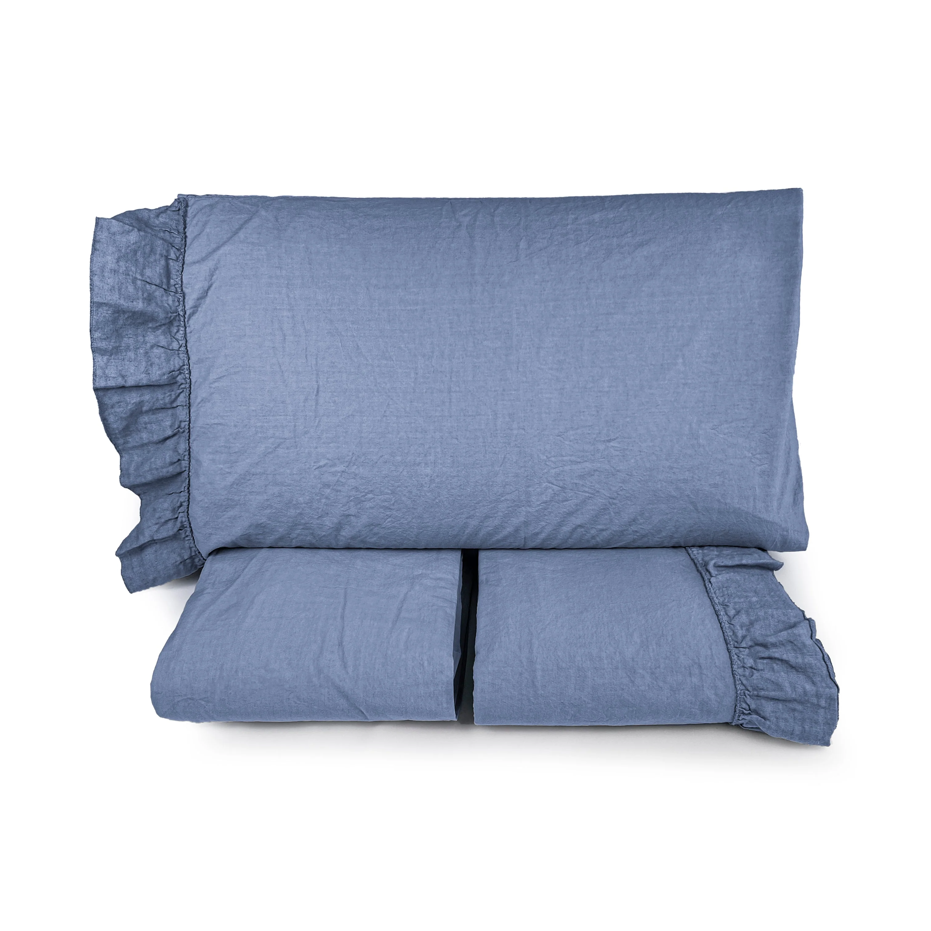Completo Lenzuola in Cotone StoneWashed con Balza in Lino - Florida - Image 11