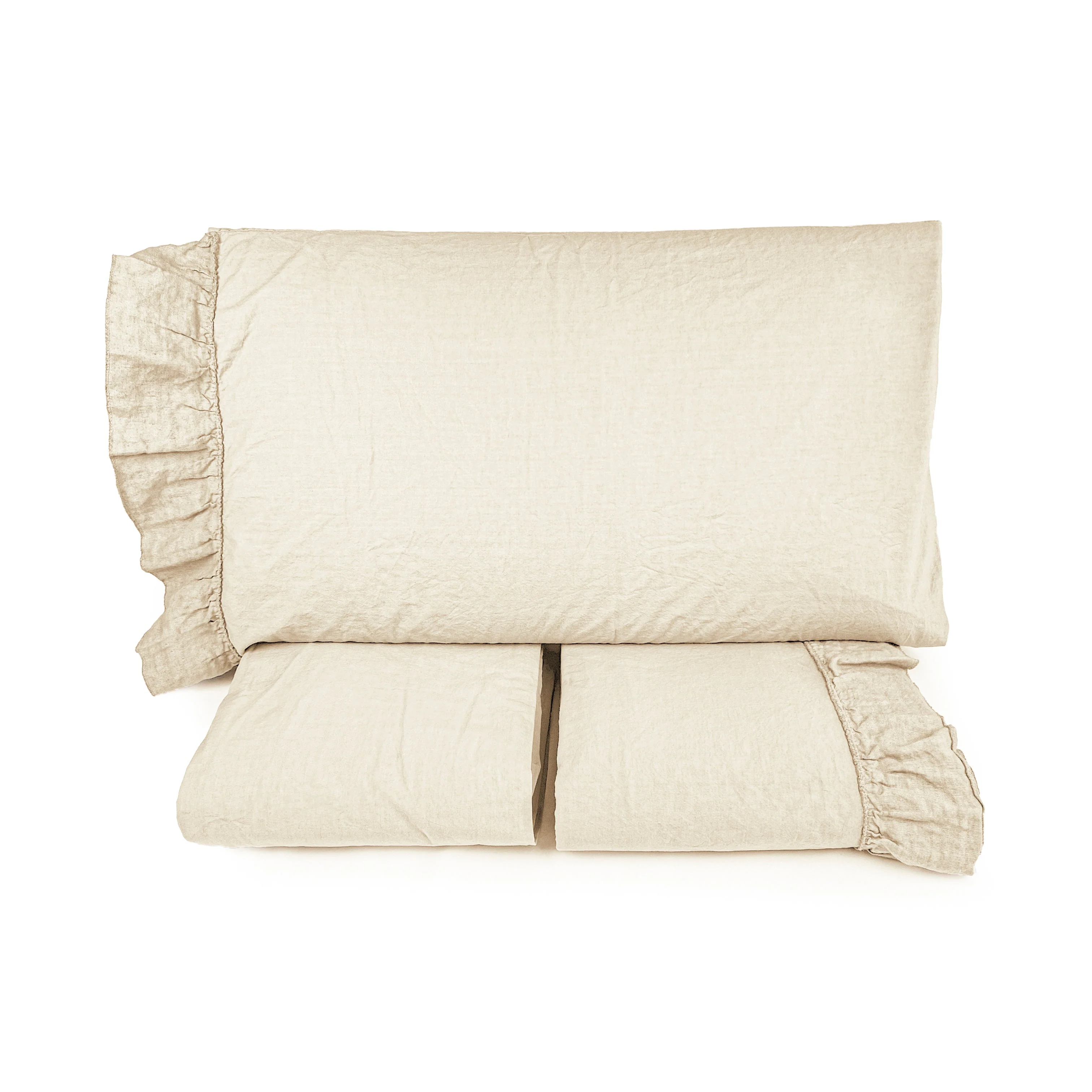 Completo Lenzuola in Cotone StoneWashed con Balza in Lino - Florida - Image 12