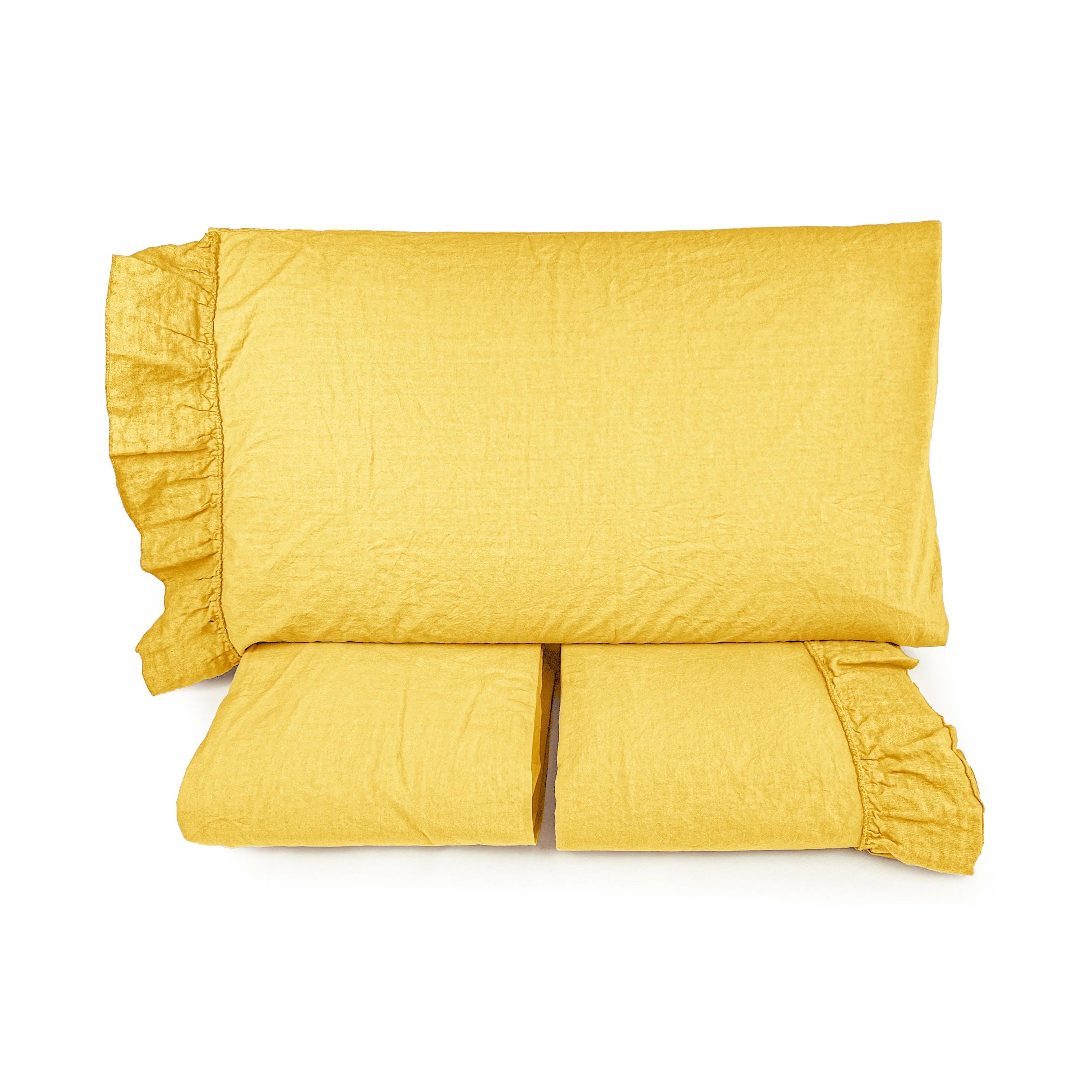 Completo Lenzuola in Cotone StoneWashed con Balza in Lino - Florida - Image 13