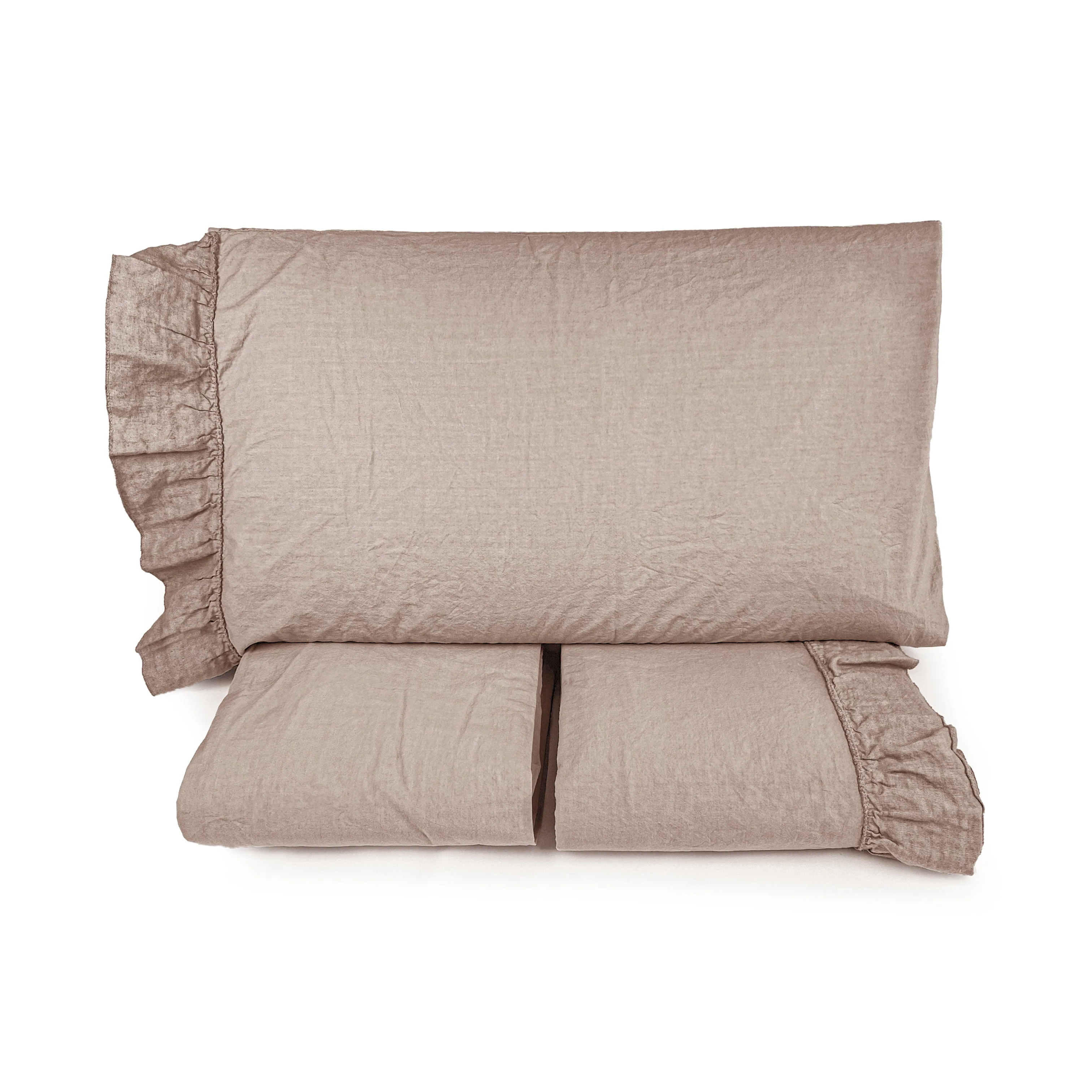 Completo Lenzuola in Cotone StoneWashed con Balza in Lino - Florida - Image 16