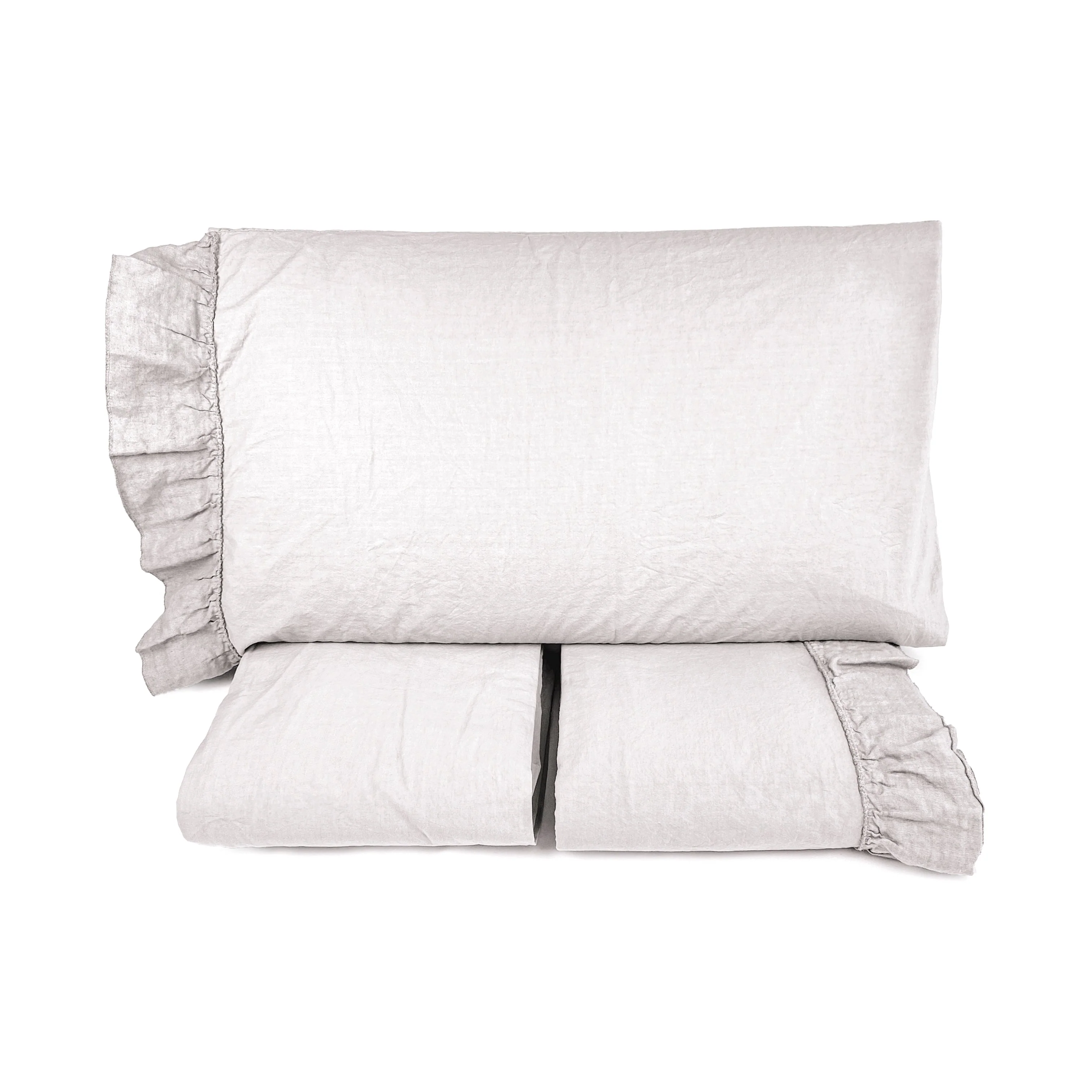 Completo Lenzuola in Cotone StoneWashed con Balza in Lino - Florida - Image 6