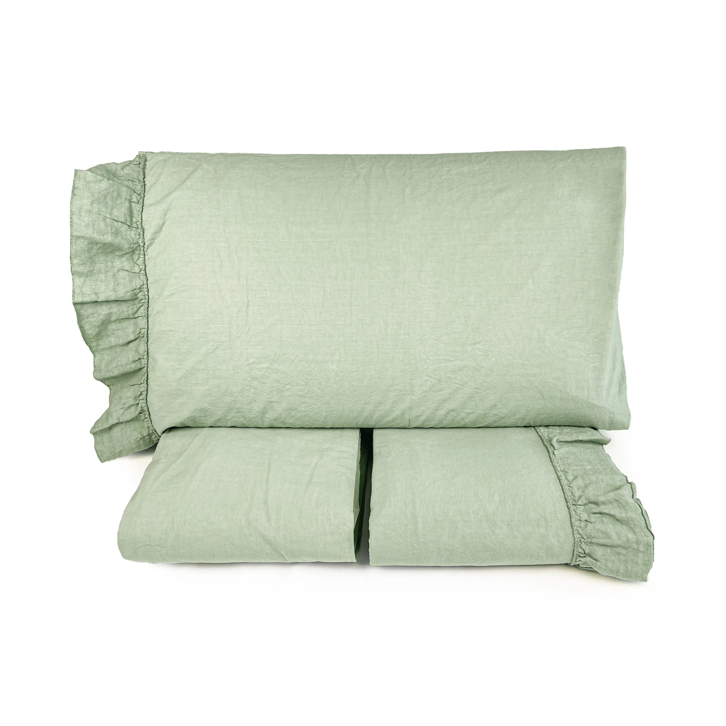 Completo Lenzuola in Cotone StoneWashed con Balza in Lino - Florida - Image 8