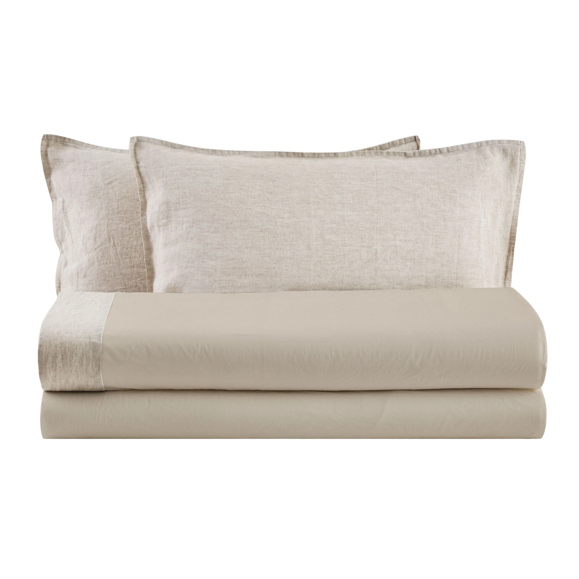 Completo Lenzuola in Cotone StoneWash con Balza in Lino - Sierra - Image 5