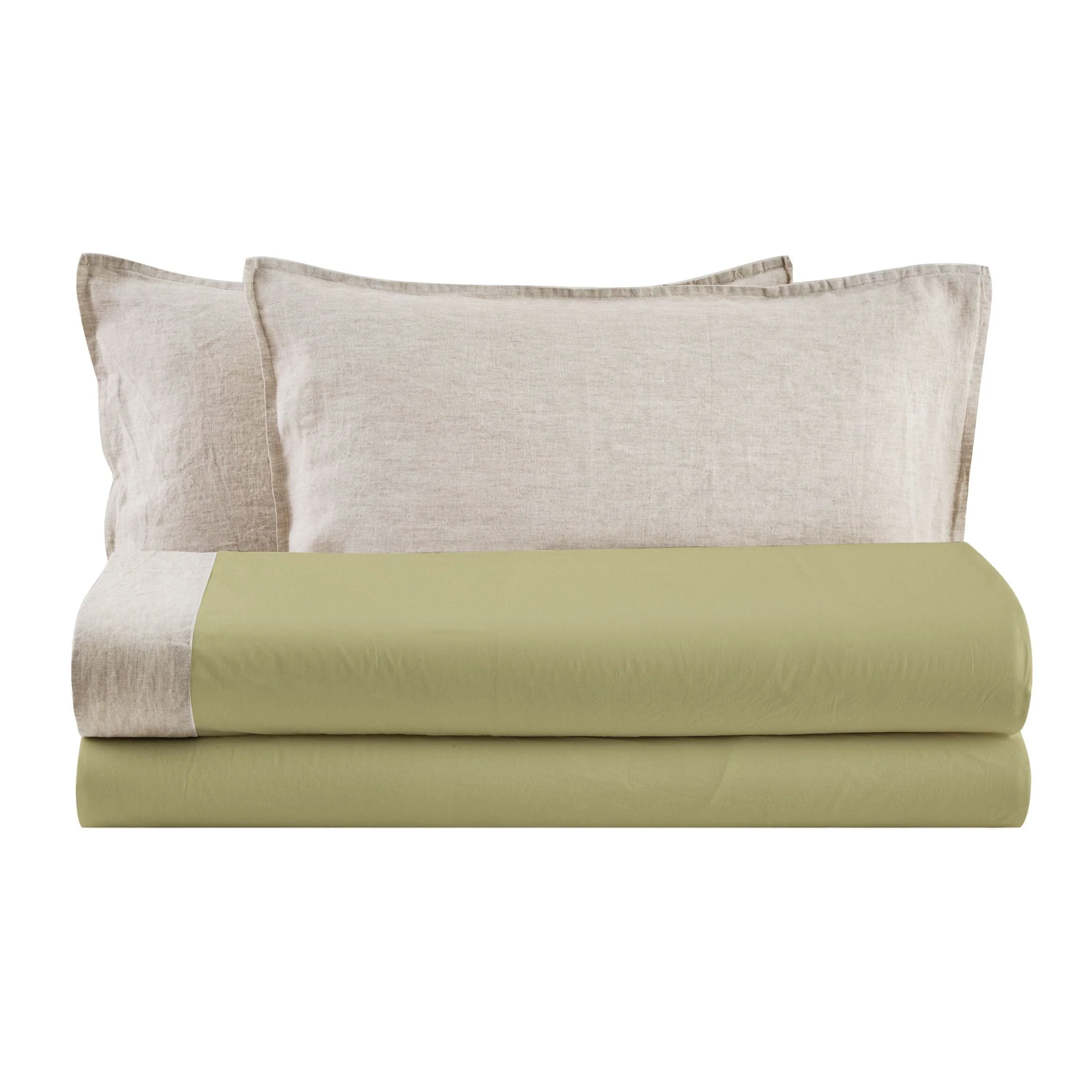Completo Lenzuola in Cotone StoneWash con Balza in Lino - Sierra - Image 8