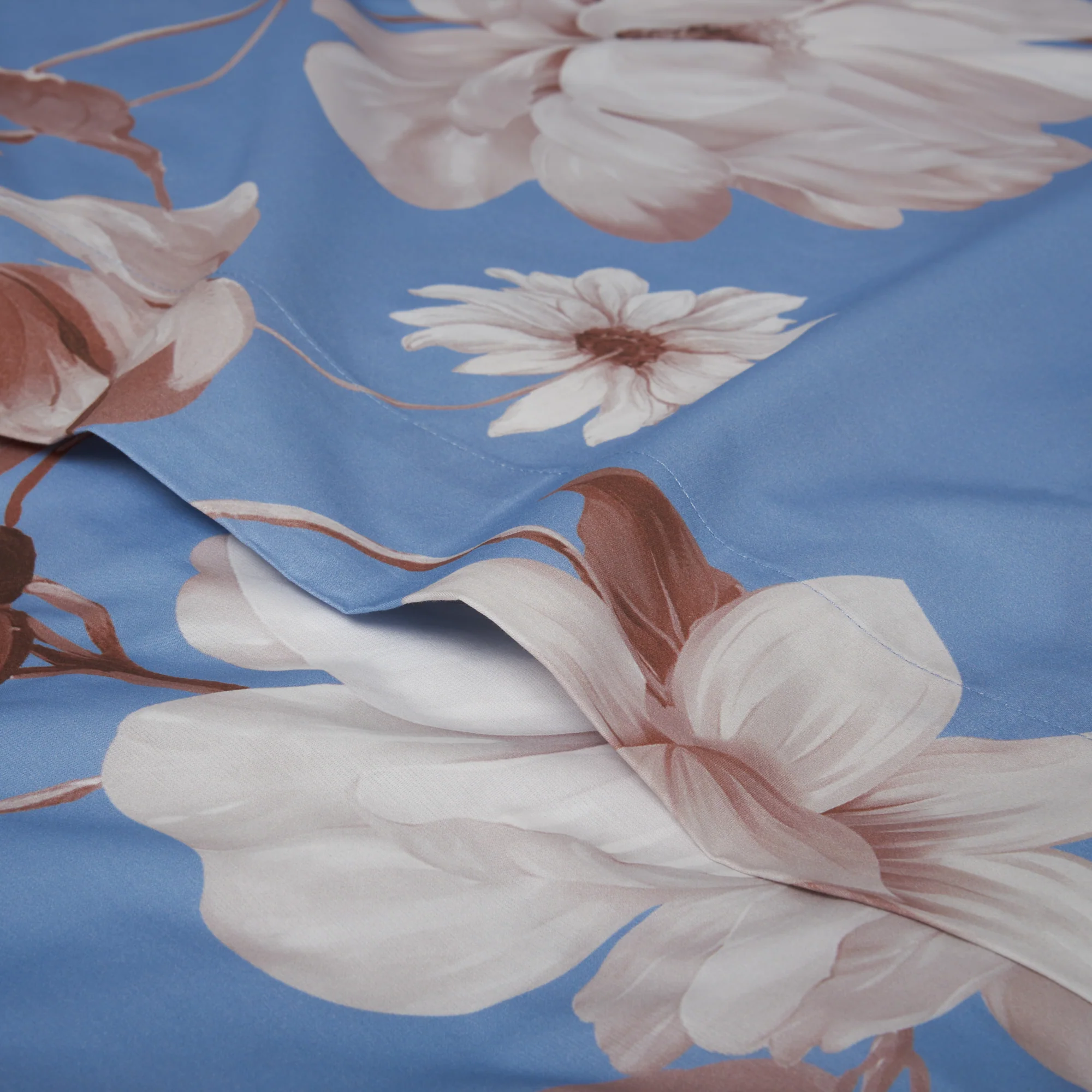 Completo Lenzuola in Percalle di Cotone Fantasia Floreale - Rosewood - Image 3