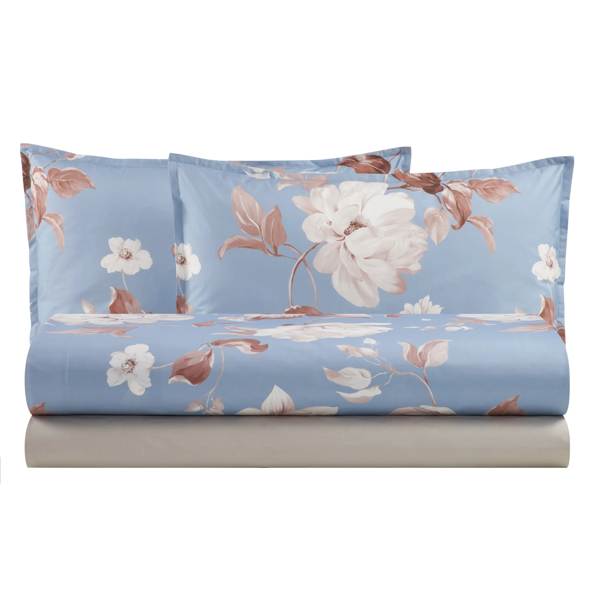 Completo Lenzuola in Percalle di Cotone Fantasia Floreale - Rosewood - Image 4