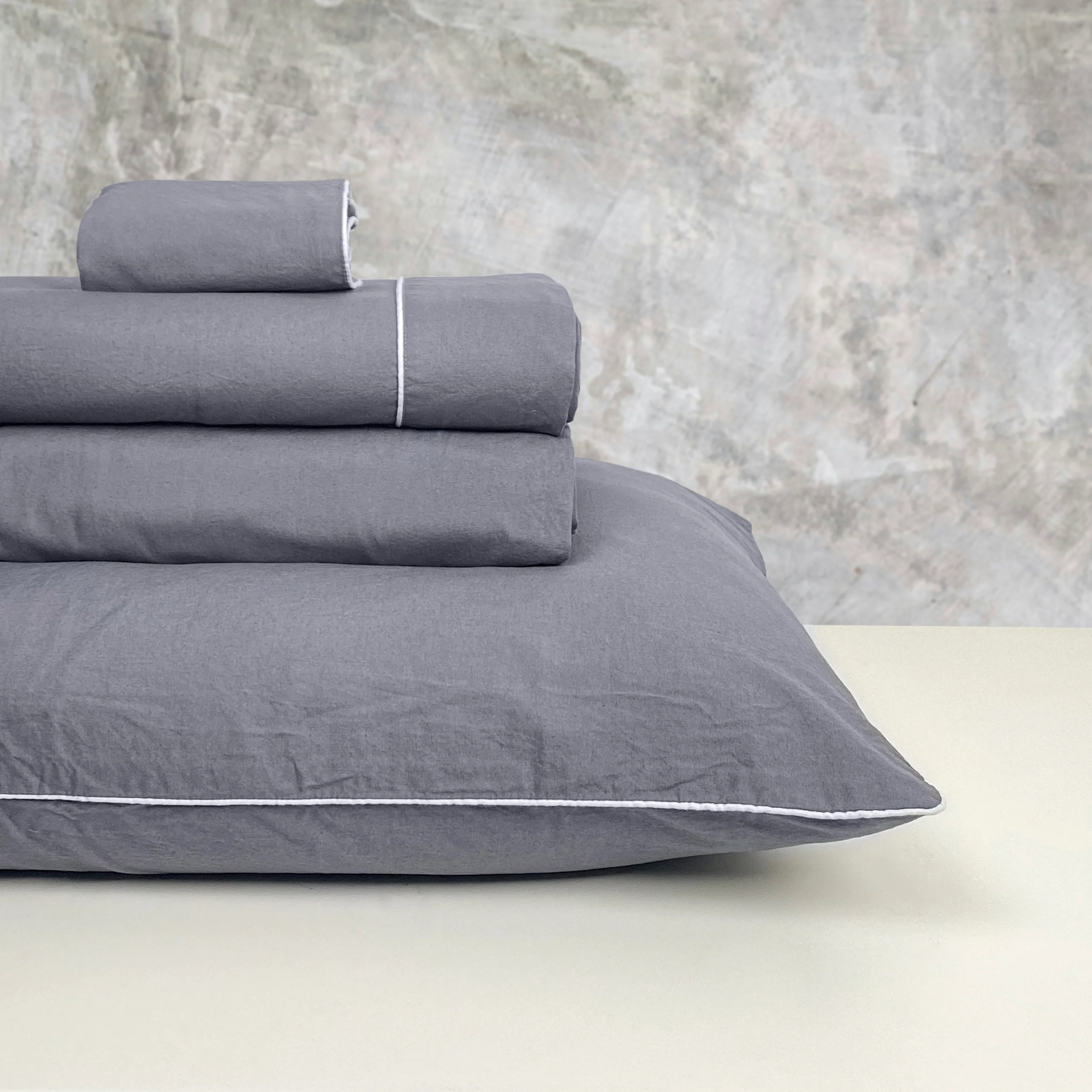 Completo Lenzuola in Percalle di Cotone Stonewashed - Volterra - Image 10
