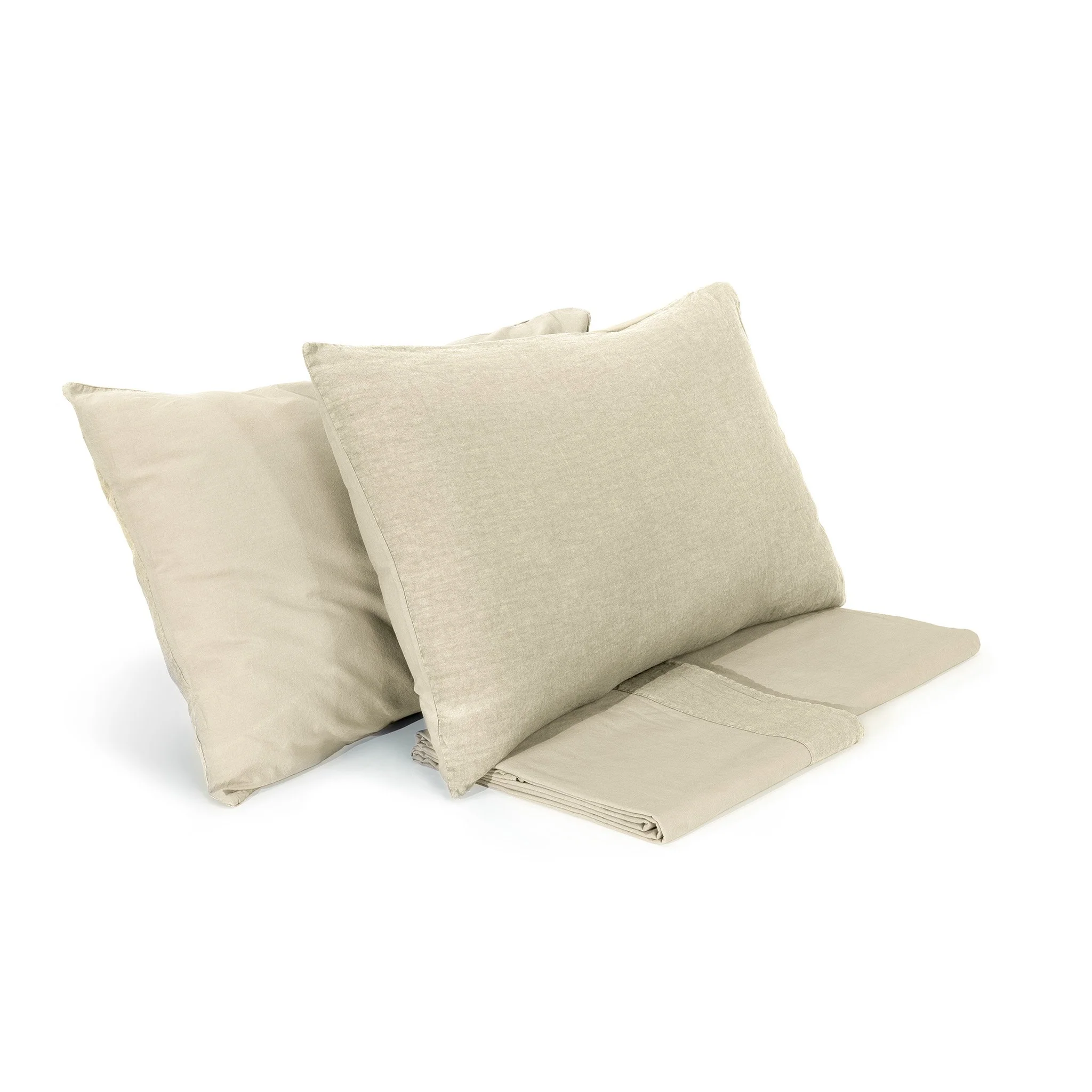 Completo Lenzuola Cotone e Lino StoneWashed No Stiro - Loira - Image 11
