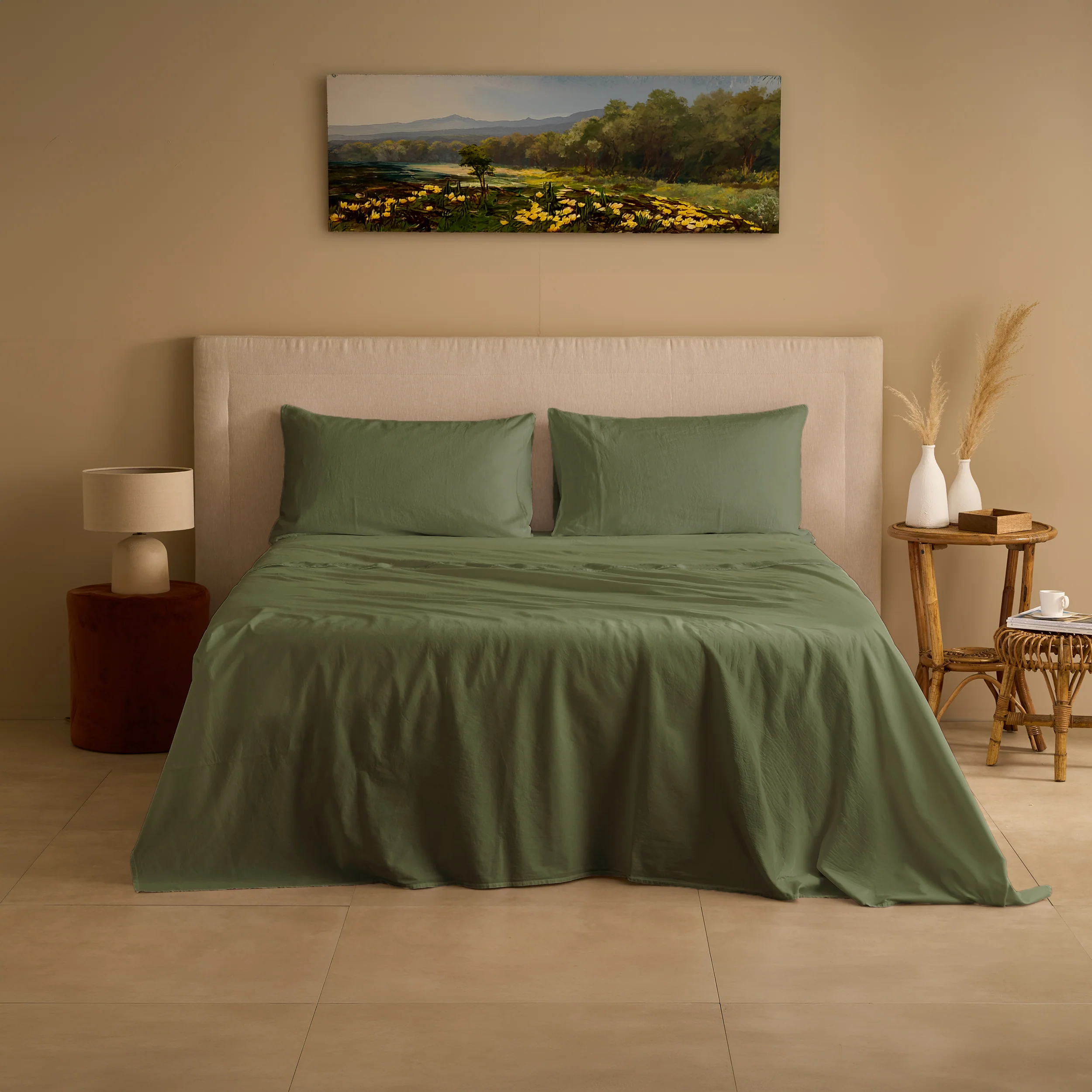 Completo Lenzuola Cotone e Lino StoneWashed No Stiro - Loira - Image 16