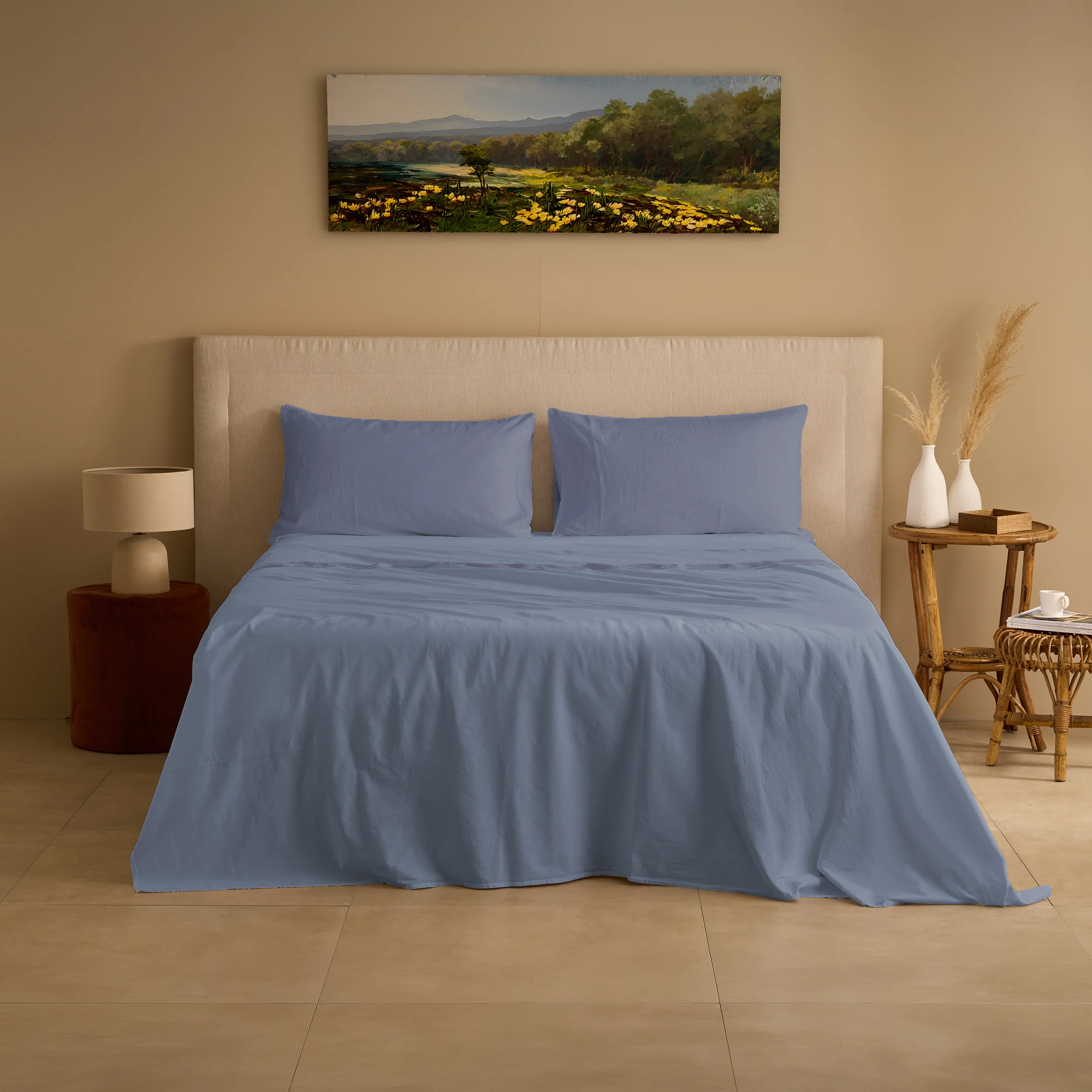 Completo Lenzuola Cotone e Lino StoneWashed No Stiro - Loira - Image 20