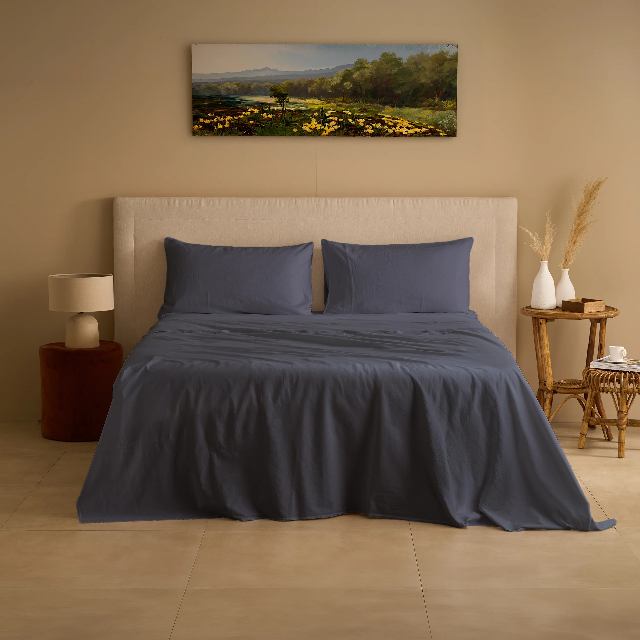 Completo Lenzuola Cotone e Lino StoneWashed No Stiro - Loira - Image 24