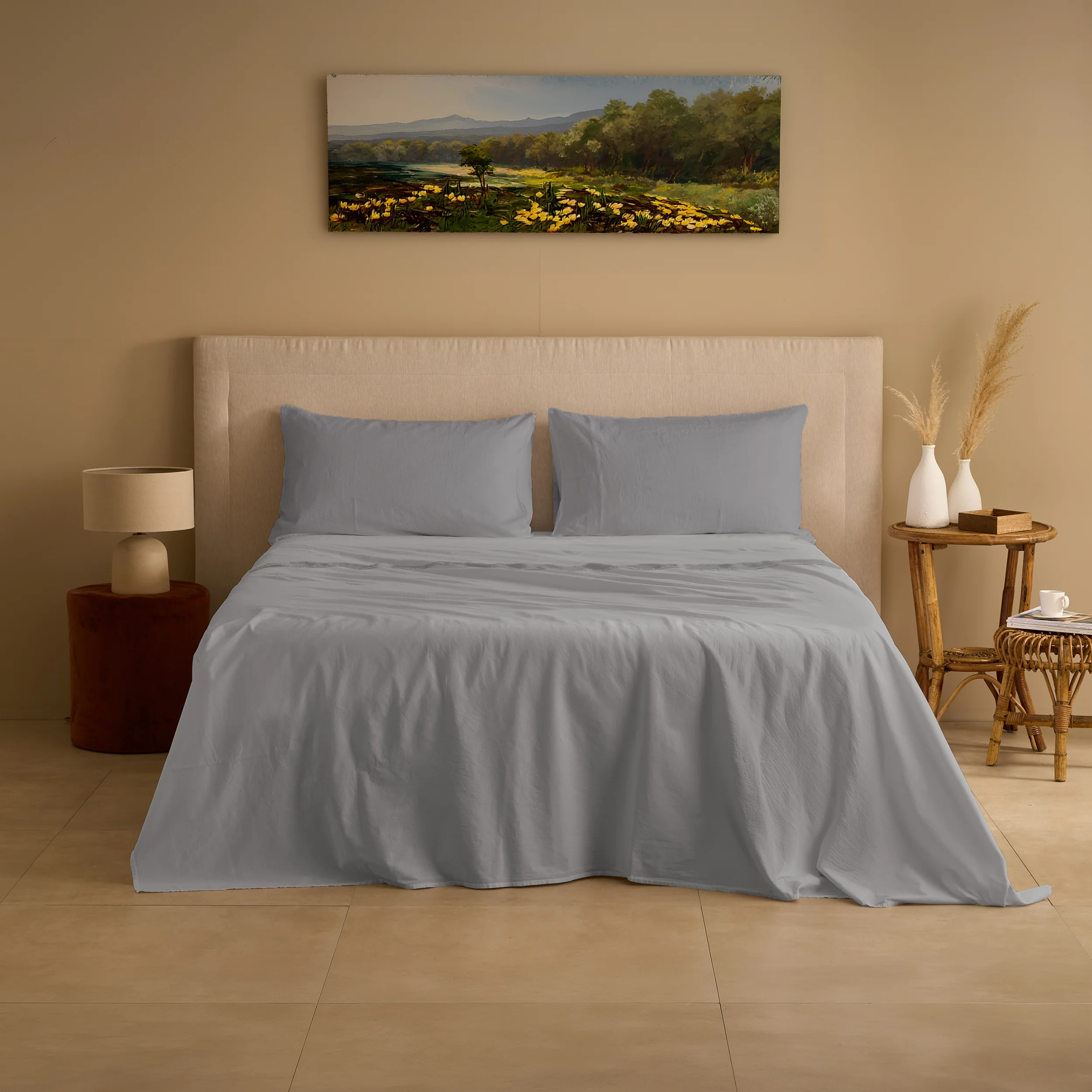 Completo Lenzuola Cotone e Lino StoneWashed No Stiro - Loira - Image 32