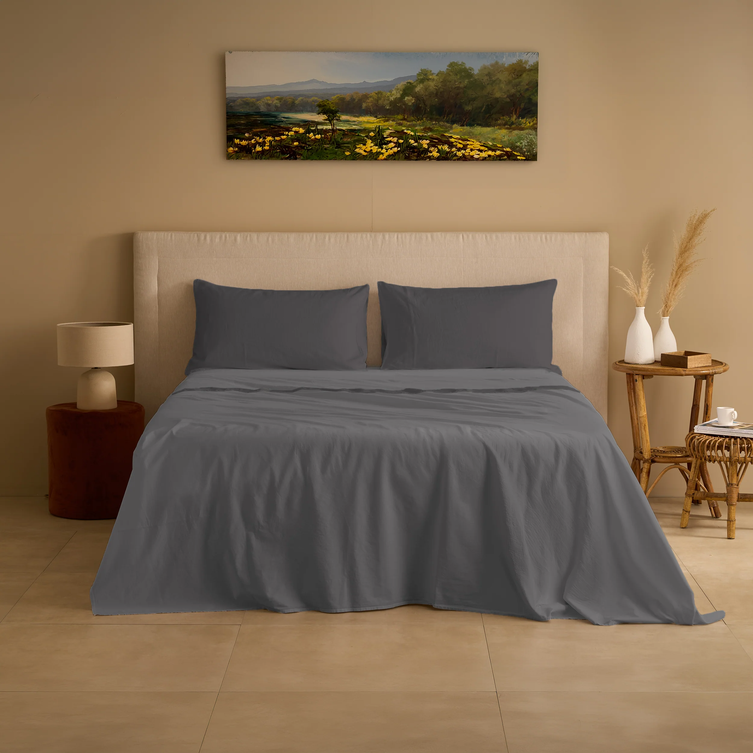 Completo Lenzuola Cotone e Lino StoneWashed No Stiro - Loira - Image 44