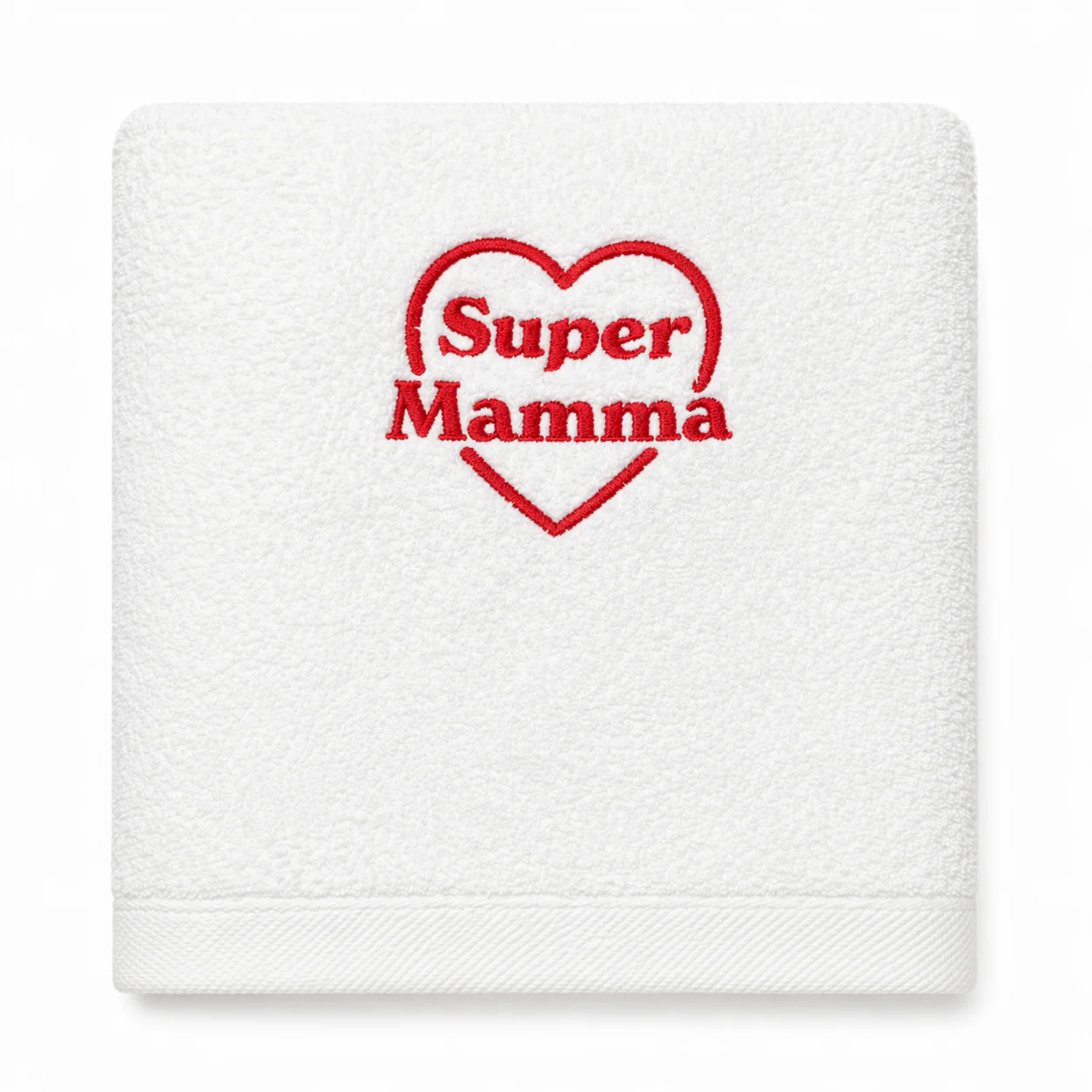 Coppia di Asciugamani in Spugna di Cotone con Ricamo - Super Mamma - Image 2
