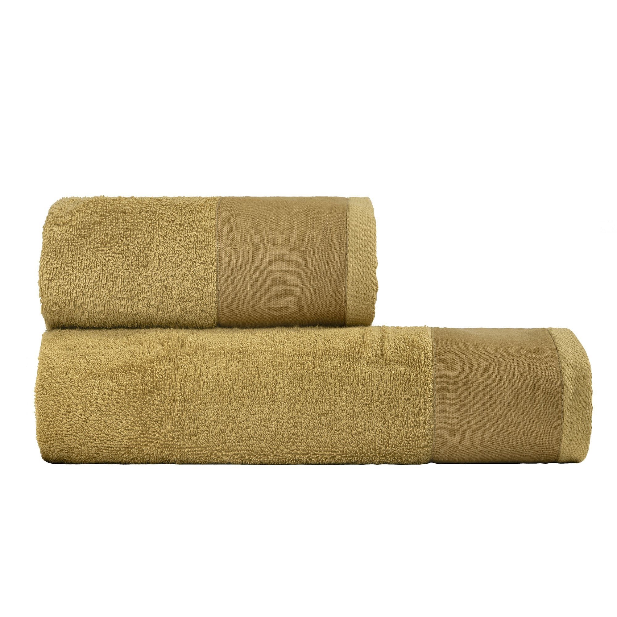 Coppia di Spugna con Balza in Lino StoneWashed - Loira - Image 12