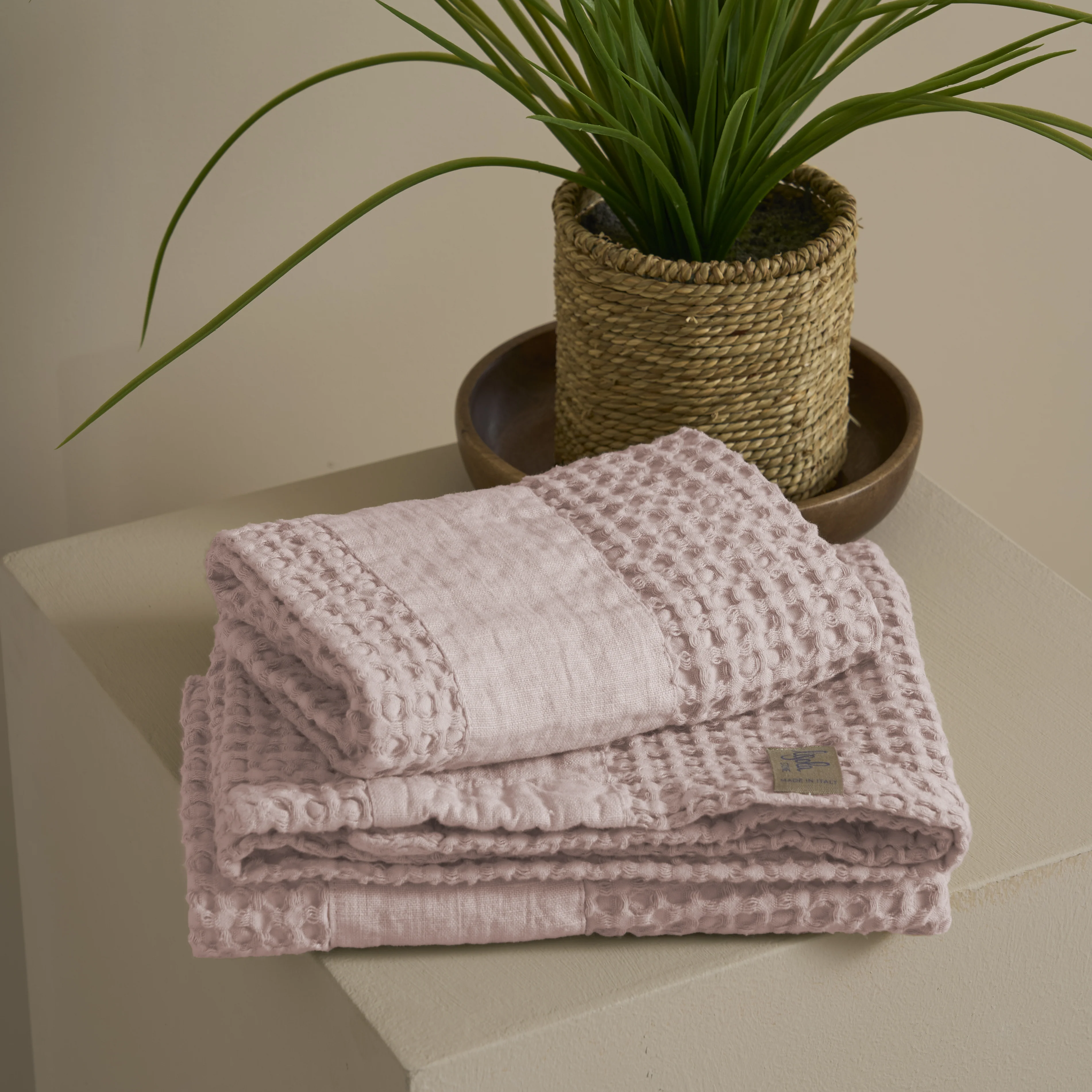 Coppia Nido d'Ape Stonewashed con Bordo in Lino - Jaspy - Image 17