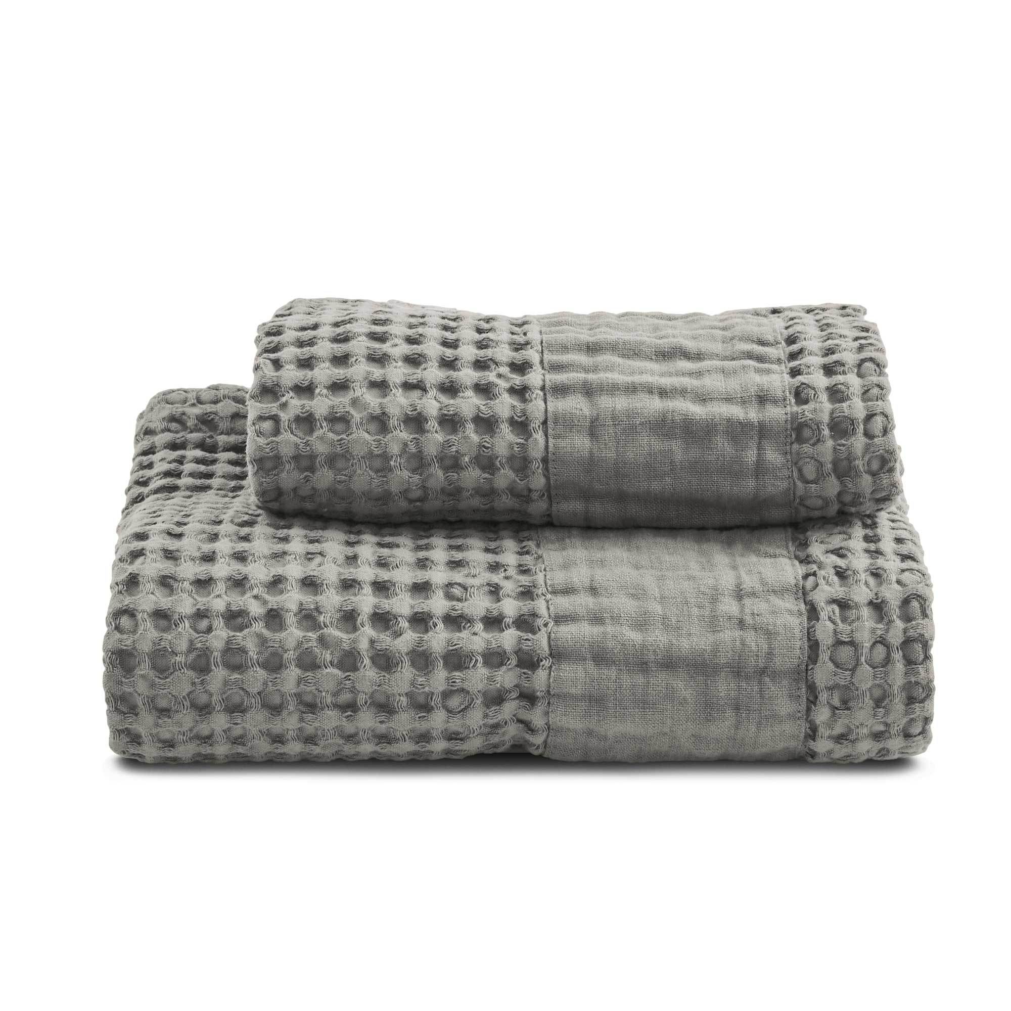 Coppia Nido d'Ape Stonewashed con Bordo in Lino - Jaspy - Image 23