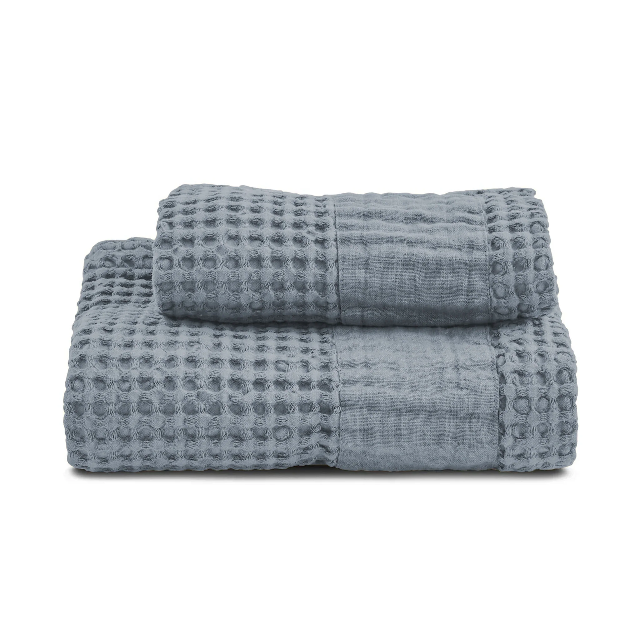 Coppia Nido d'Ape Stonewashed con Bordo in Lino - Jaspy - Image 32
