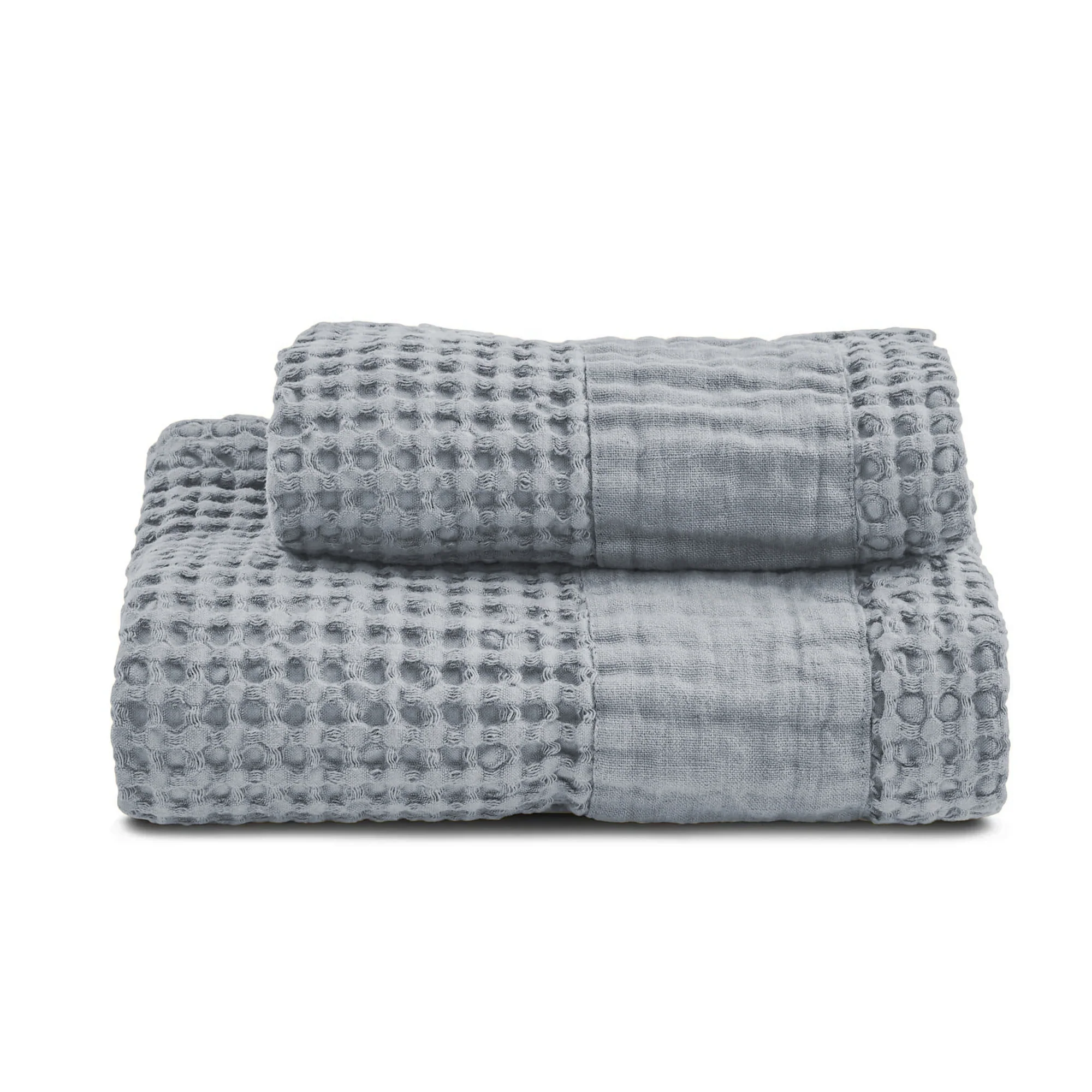 Coppia Nido d'Ape Stonewashed con Bordo in Lino - Jaspy - Image 36