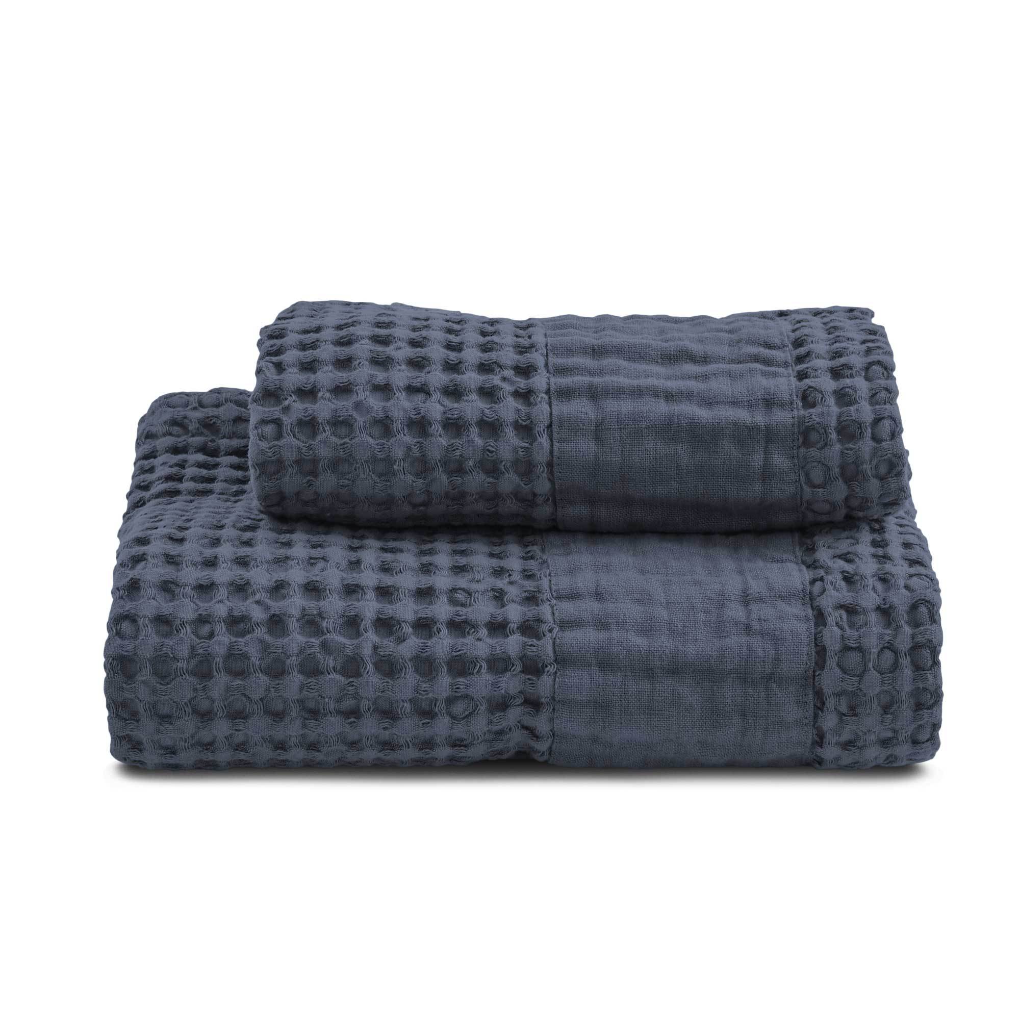 Coppia Nido d'Ape Stonewashed con Bordo in Lino - Jaspy - Image 40