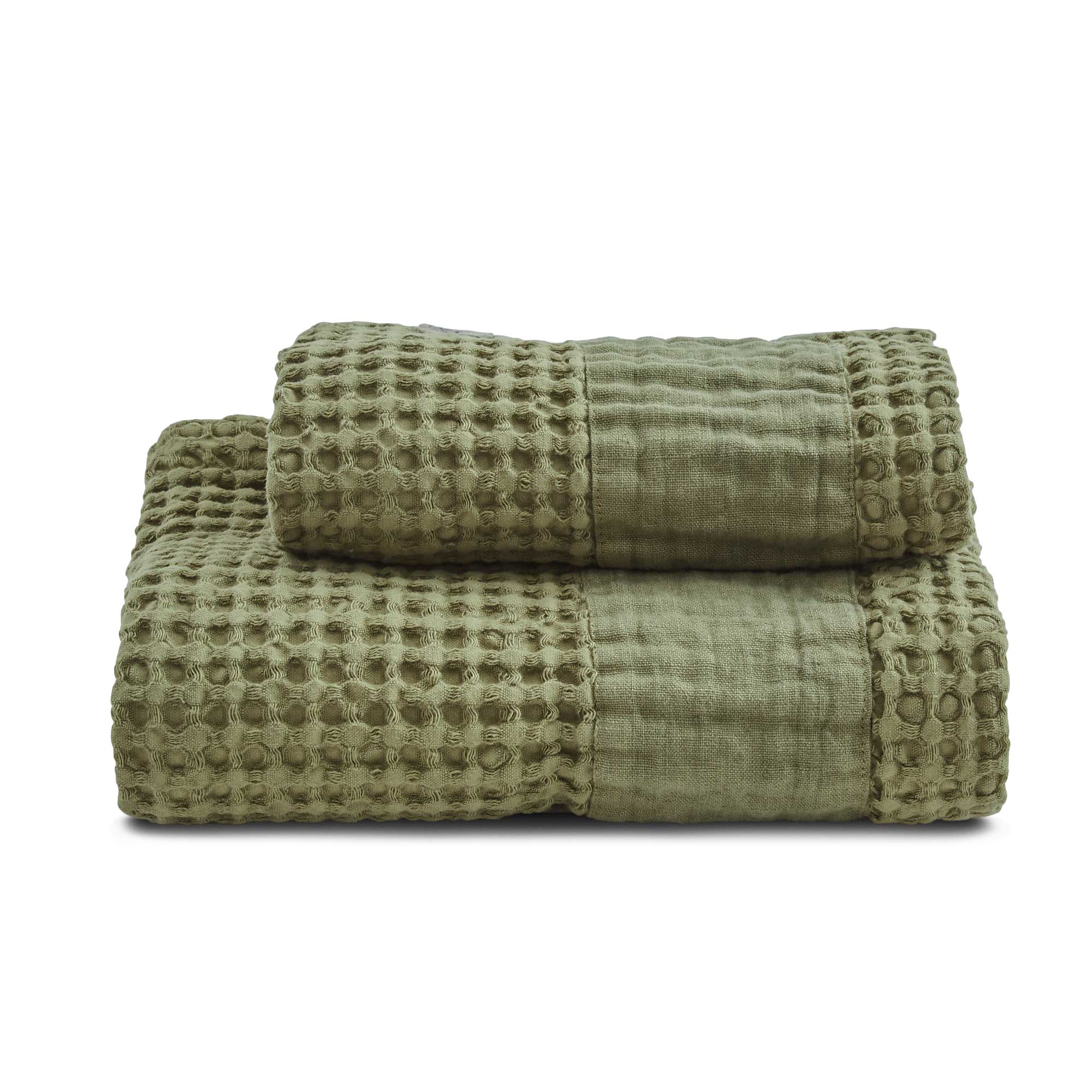 Coppia Nido d'Ape Stonewashed con Bordo in Lino - Jaspy - Image 44