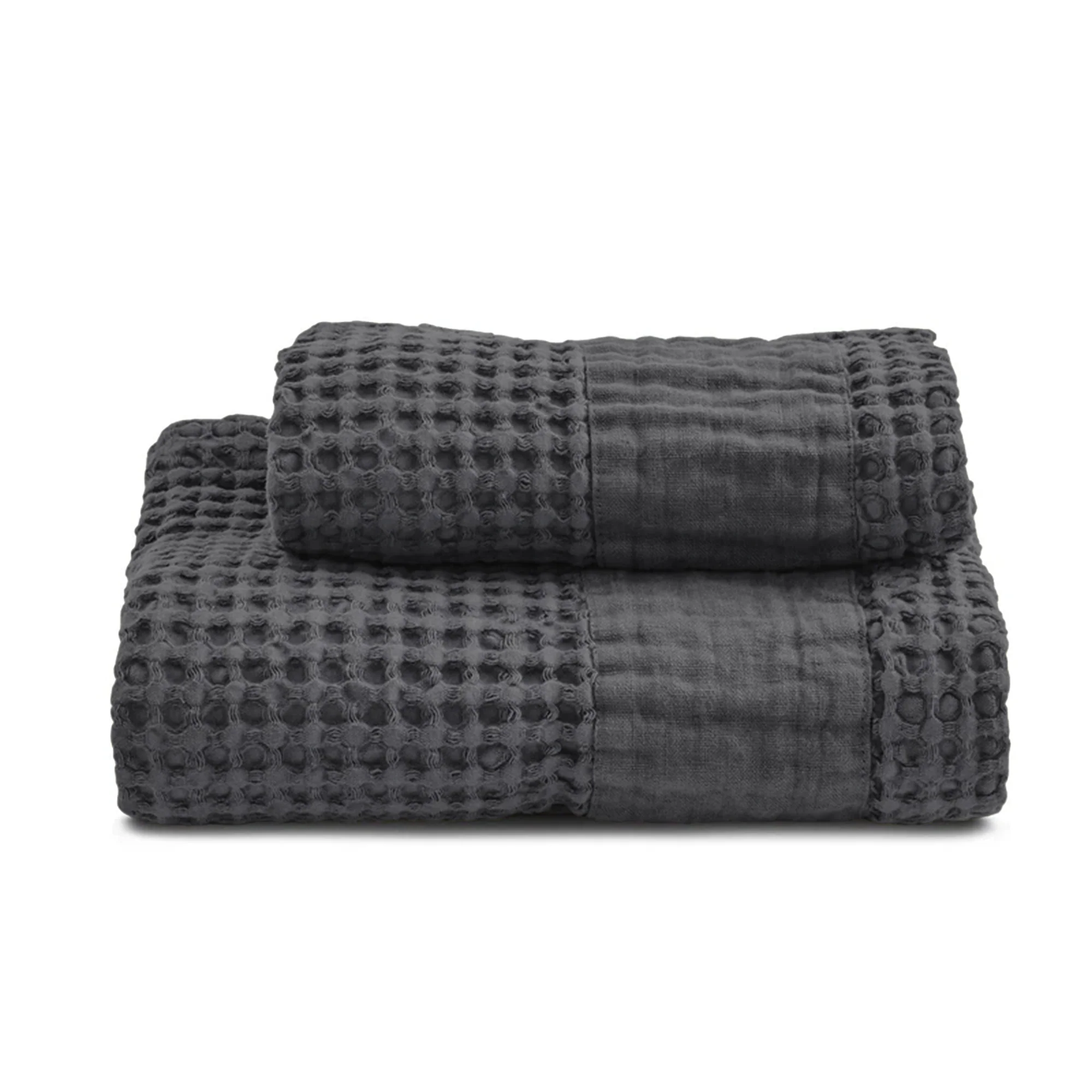 Coppia Nido d'Ape Stonewashed con Bordo in Lino - Jaspy - Image 52