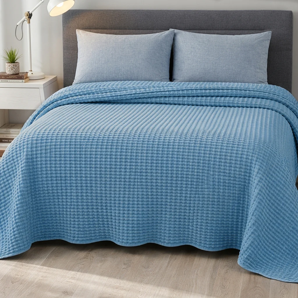 Copriletto in Cotone a Nido d'Ape StoneWashed No Stiro - Chaltony