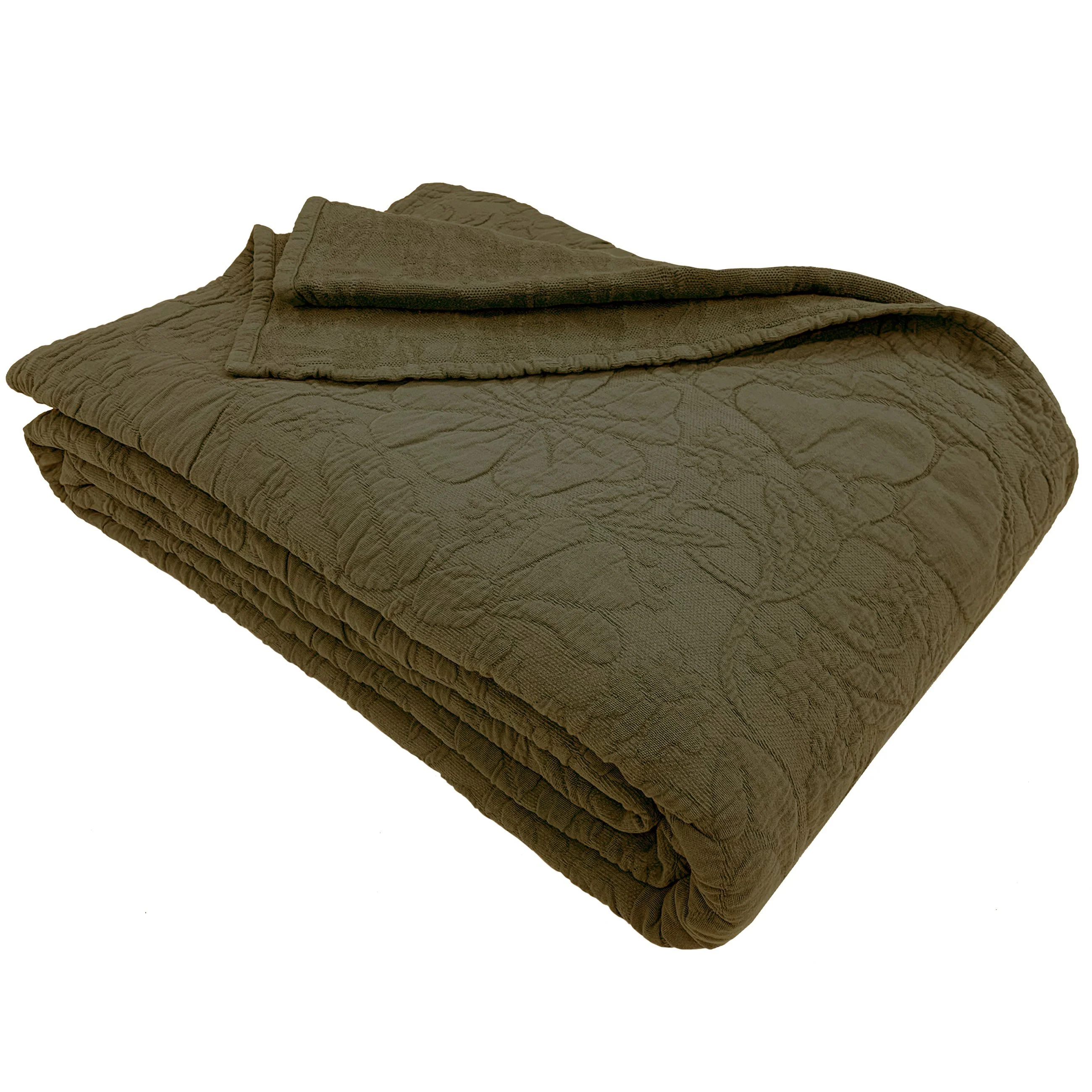 Copriletto in Cotone in tinta unita StoneWashed jacquard floreale - Triptree - Image 12