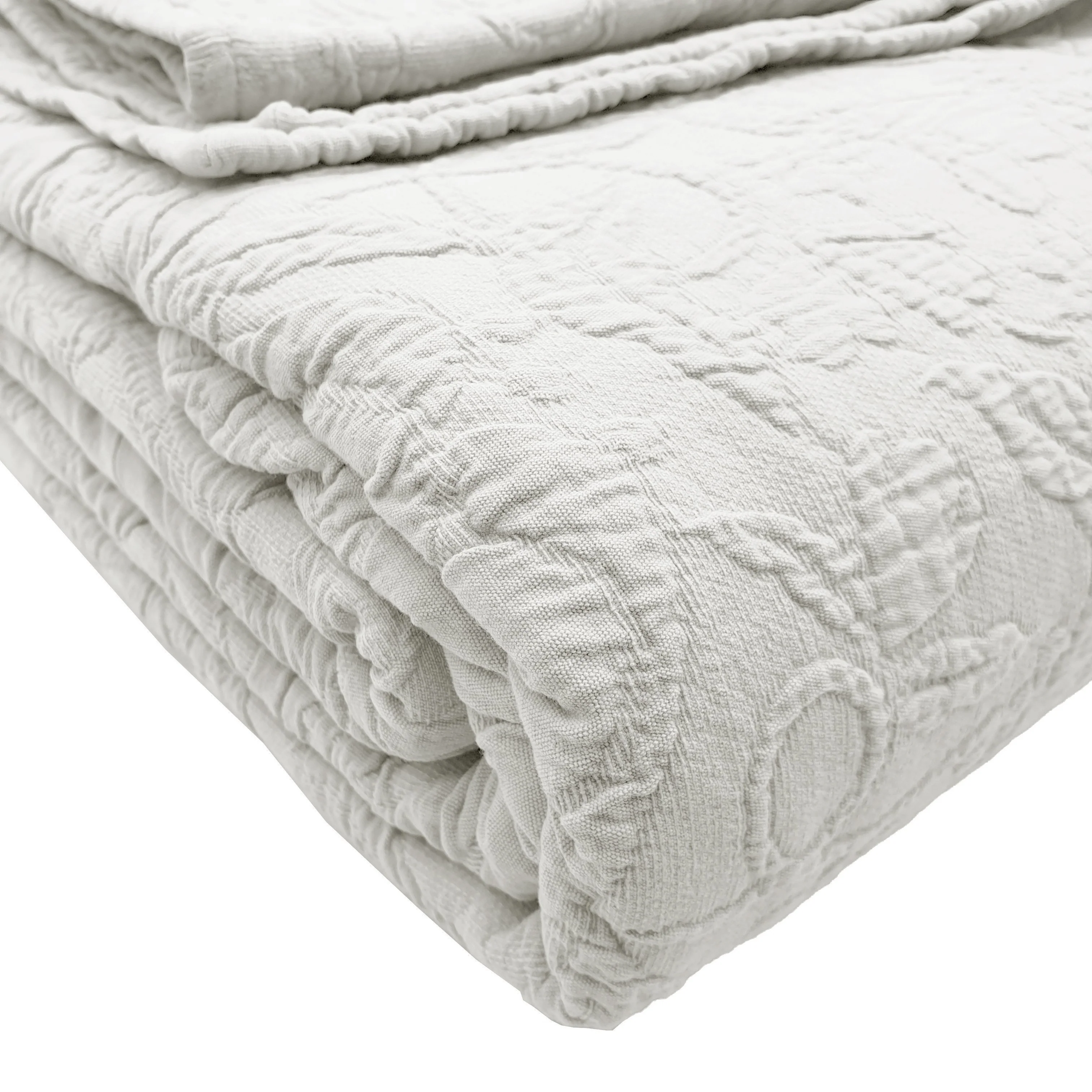 Copriletto in Cotone in tinta unita StoneWashed jacquard floreale - Triptree - Image 14
