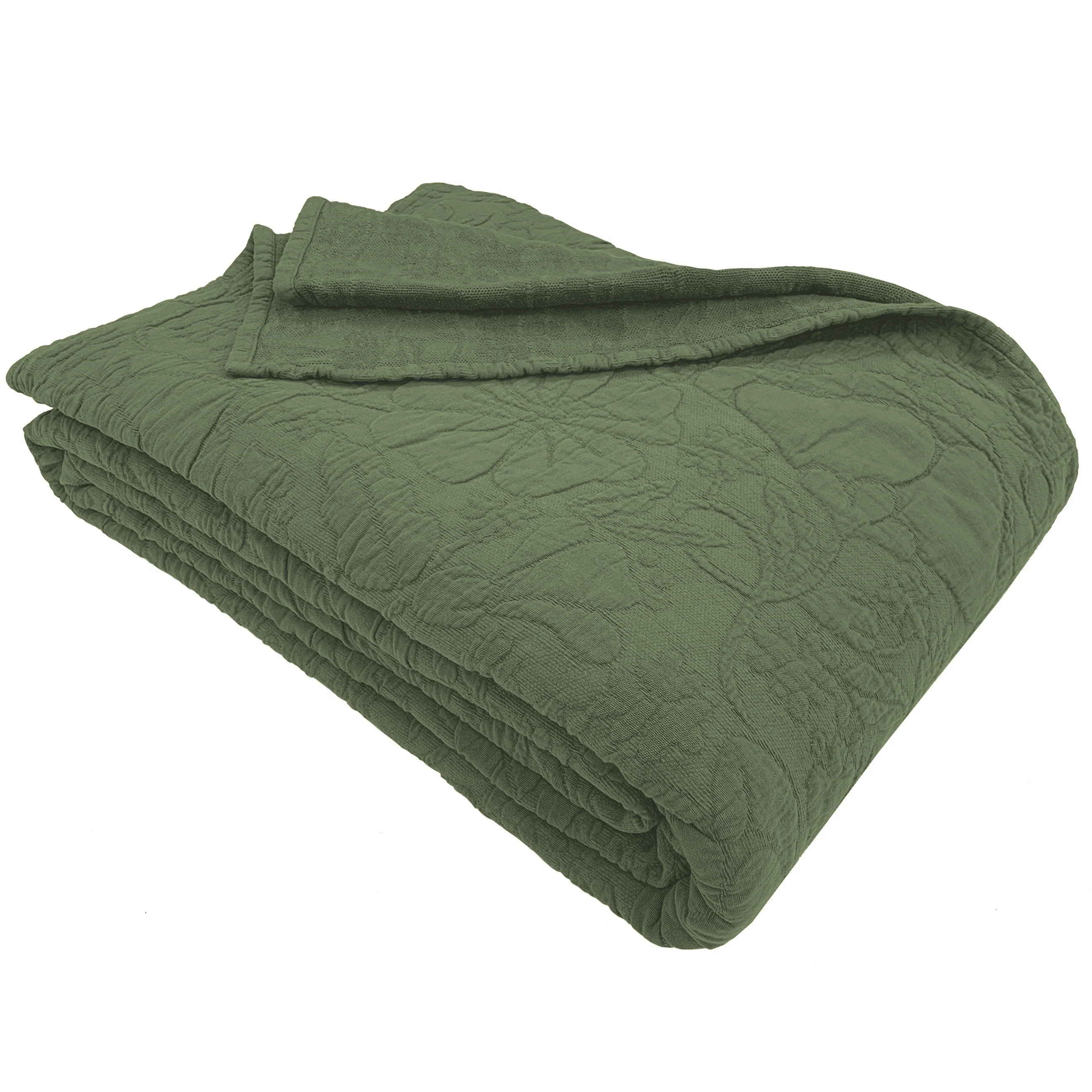 Copriletto in Cotone in tinta unita StoneWashed jacquard floreale - Triptree - Image 8