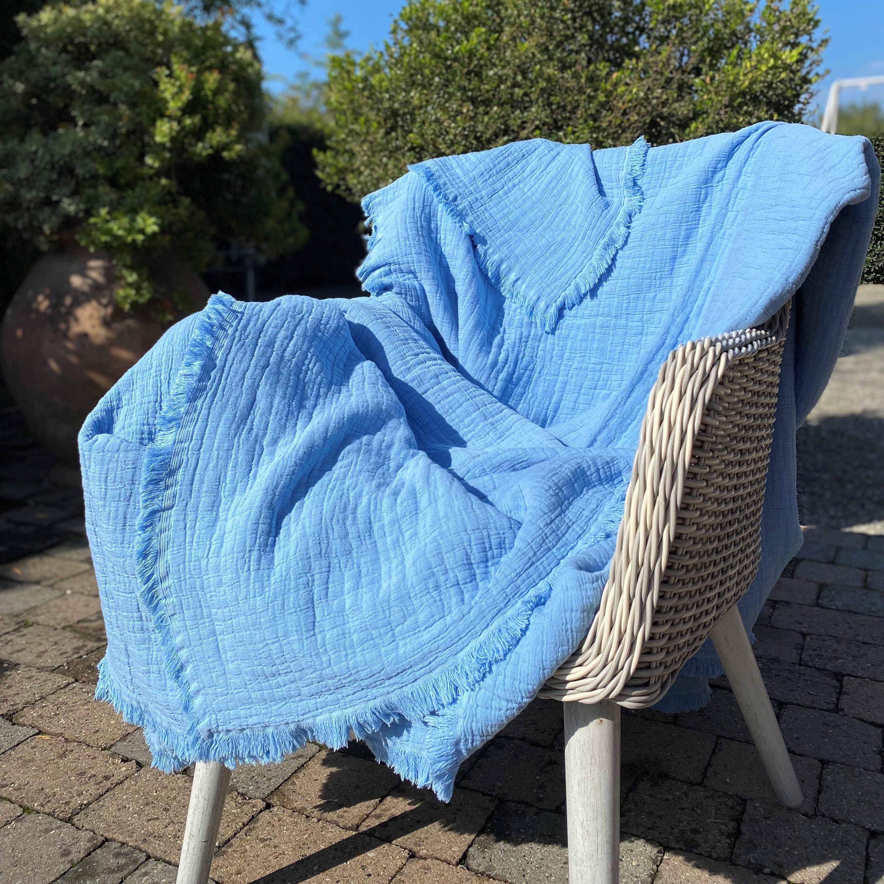 Copriletto in Cotone Stonewashed Tinto in Capo con Frangette - Uni Mellow - Image 2